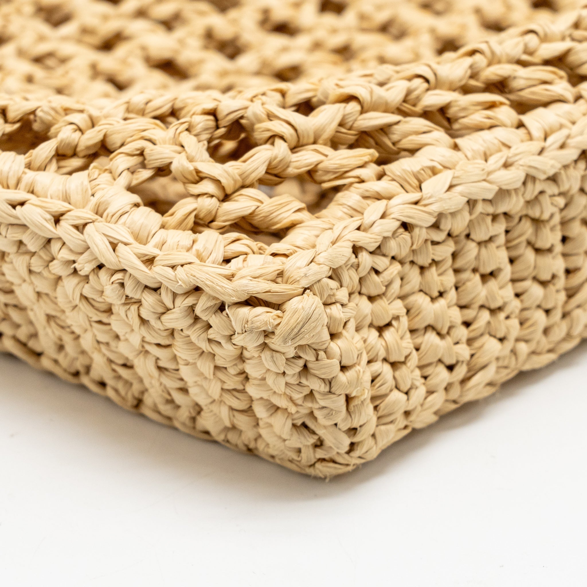 PRADA CROCHET TOTE BAG RAFFIA NATURAL