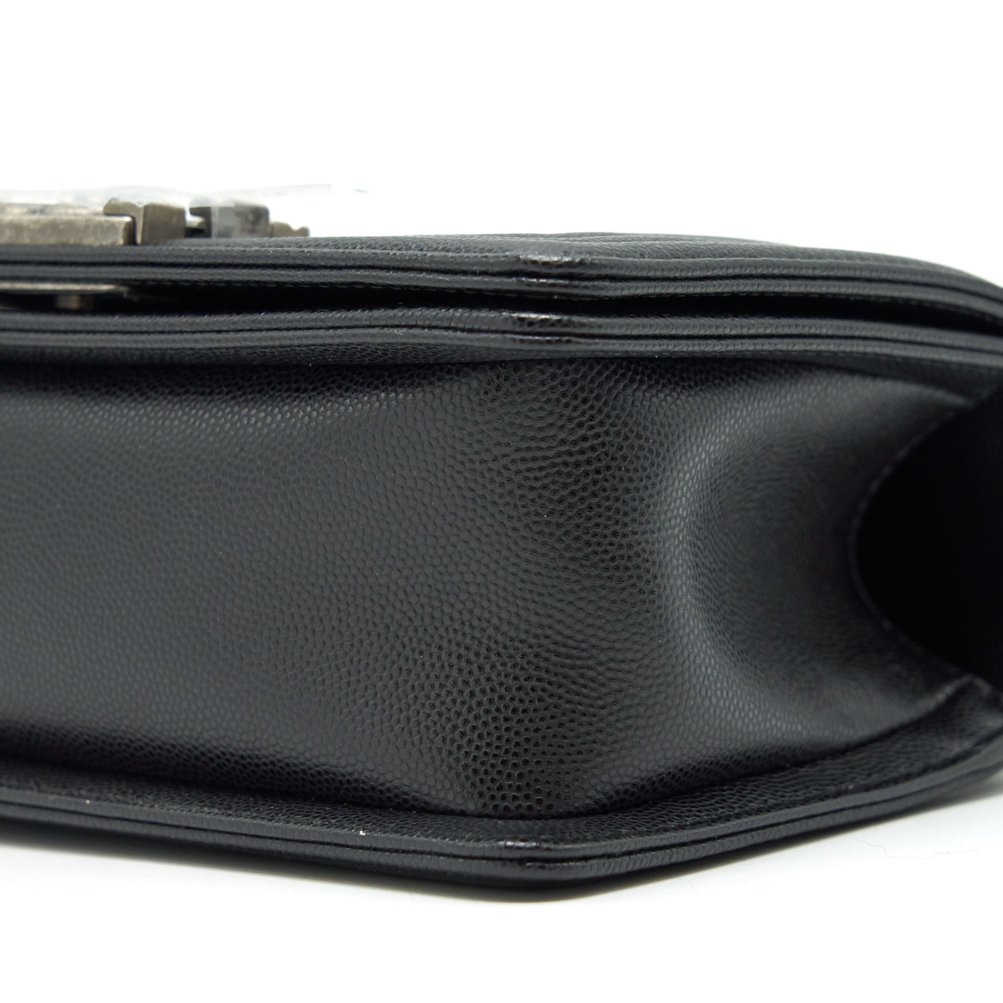 CHANEL SMALL BOY BAG CAVIAR BLACK RUTHENIUM HARDWARE (MICROCHIP)