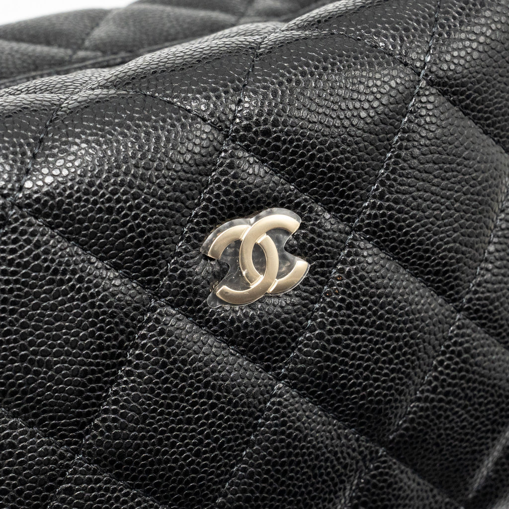 CHANEL QUILTED HOBO BAG WITH CHAIN CAVIAR BLACK LGHW (MICROCHIP)
