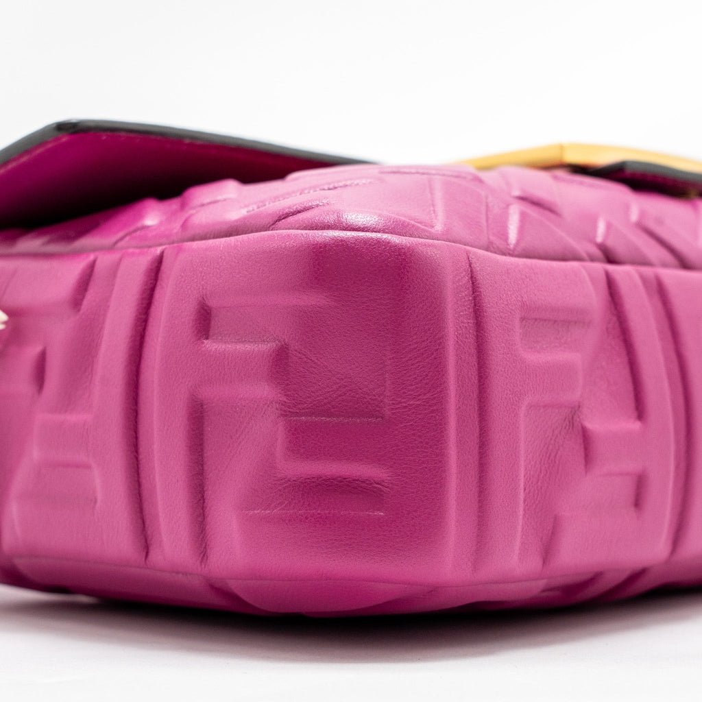FENDI BAGUETTE BAG FF EMBOSSED NAPPA LEATHER PINK GHW