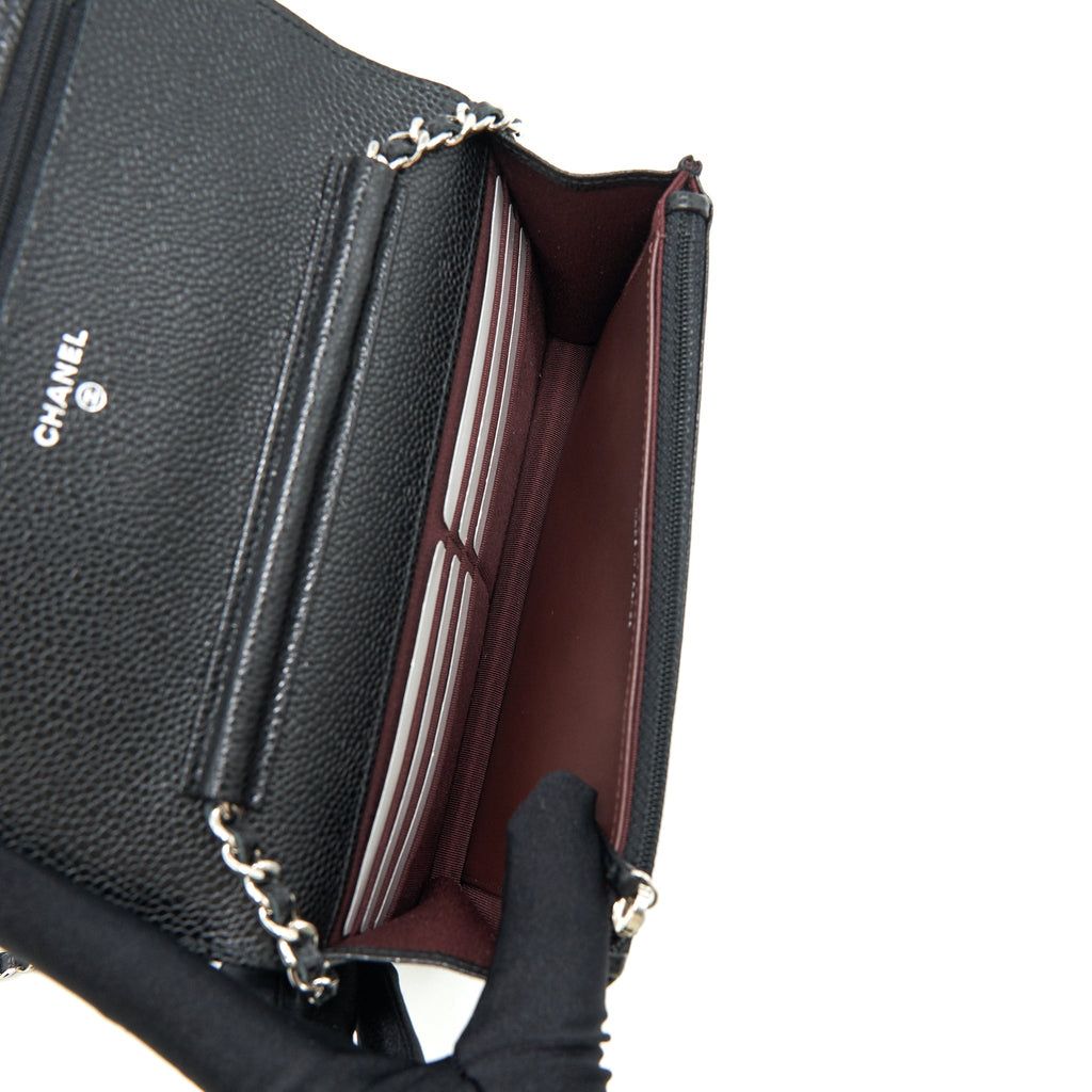 CHANEL CAVIAR CLASSIC WALLET ON CHAIN BLACK CAVIAR SHW