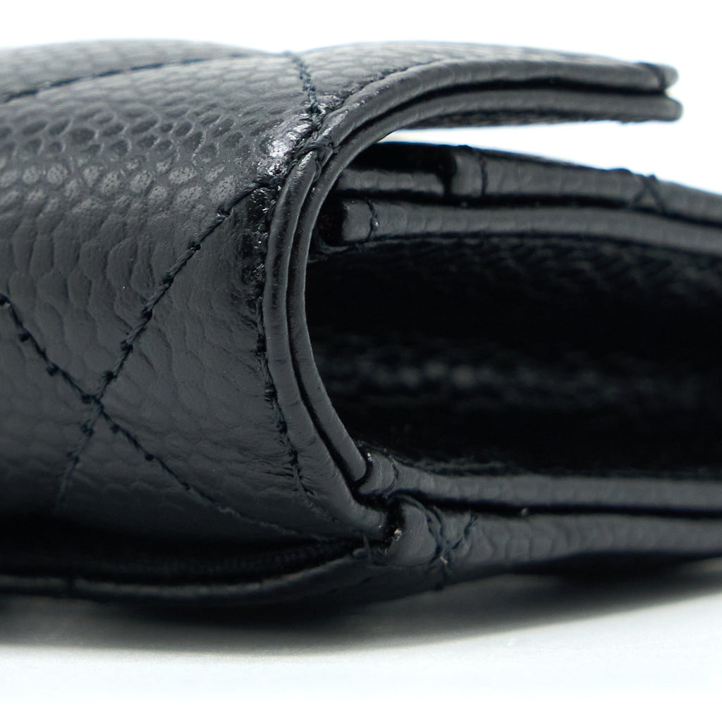 CHANEL CLASSIC FLAP CARD HOLDER CAVIAR BLACK GHW (MICROCHIP)