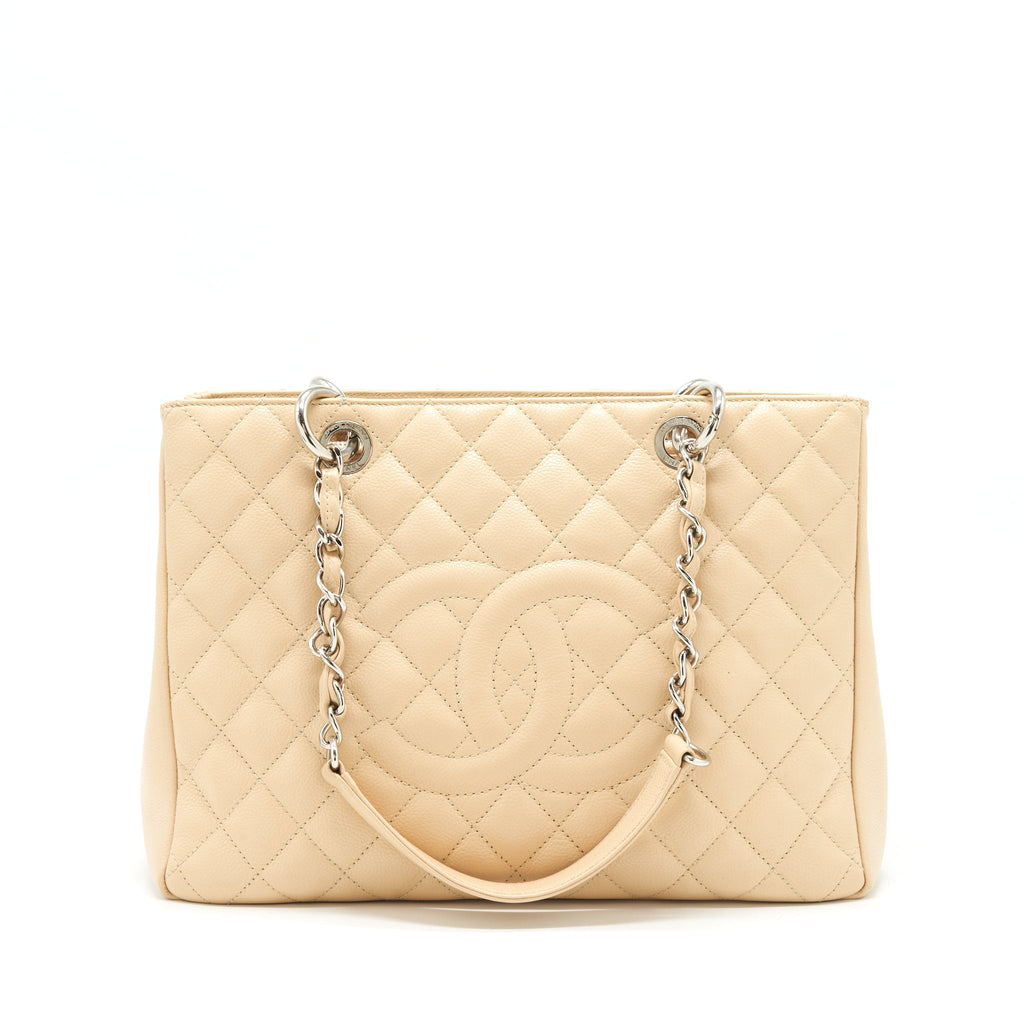 CHANEL GRAND SHOPPING TOTE BAG CAVIAR BEIGE SHW