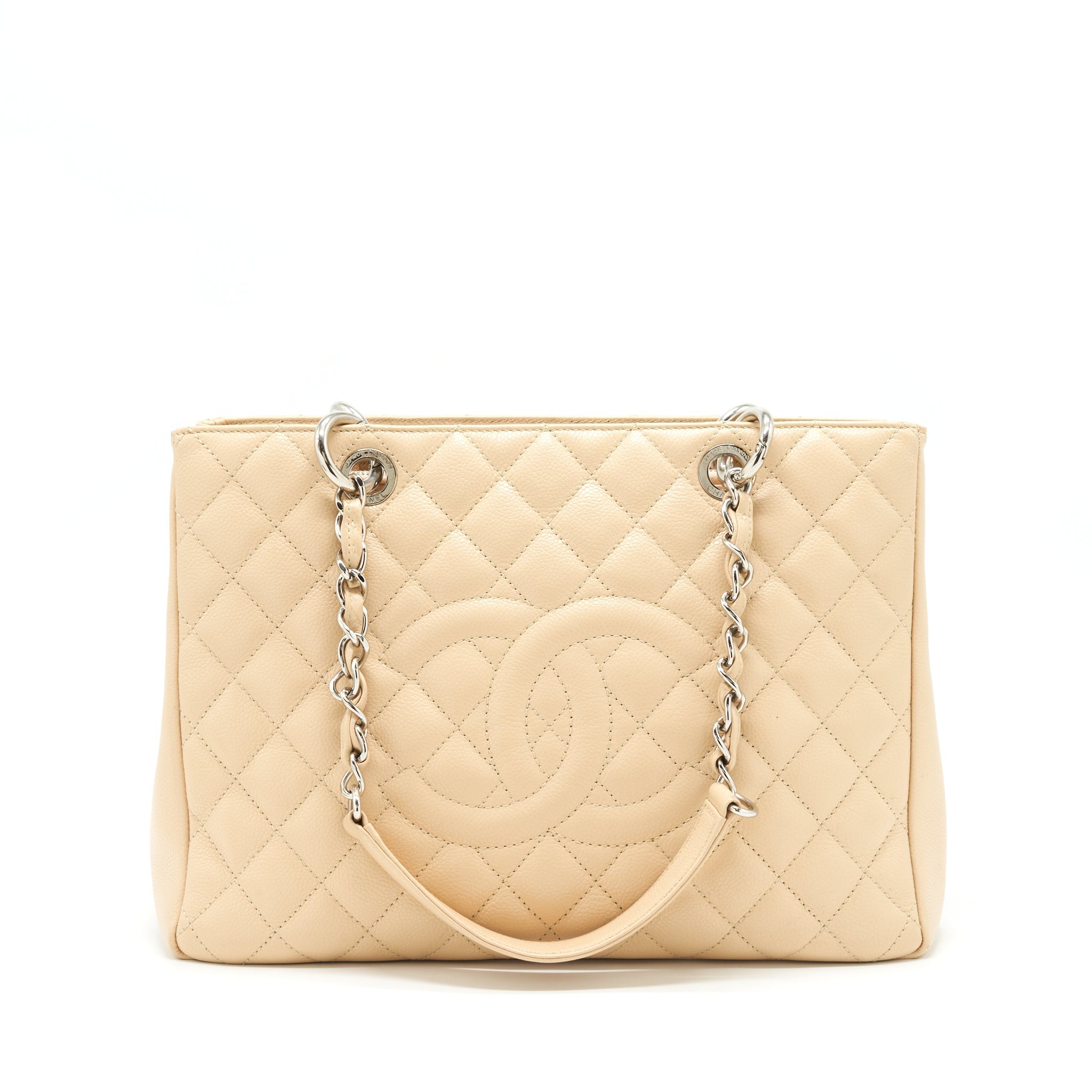 CHANEL GRAND SHOPPING TOTE BAG CAVIAR BEIGE SHW