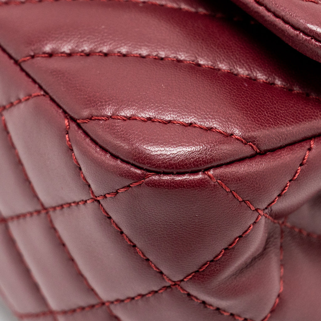 CHANEL CHEVRON FLAP BAG LAMBSKIN DARK RED SHW