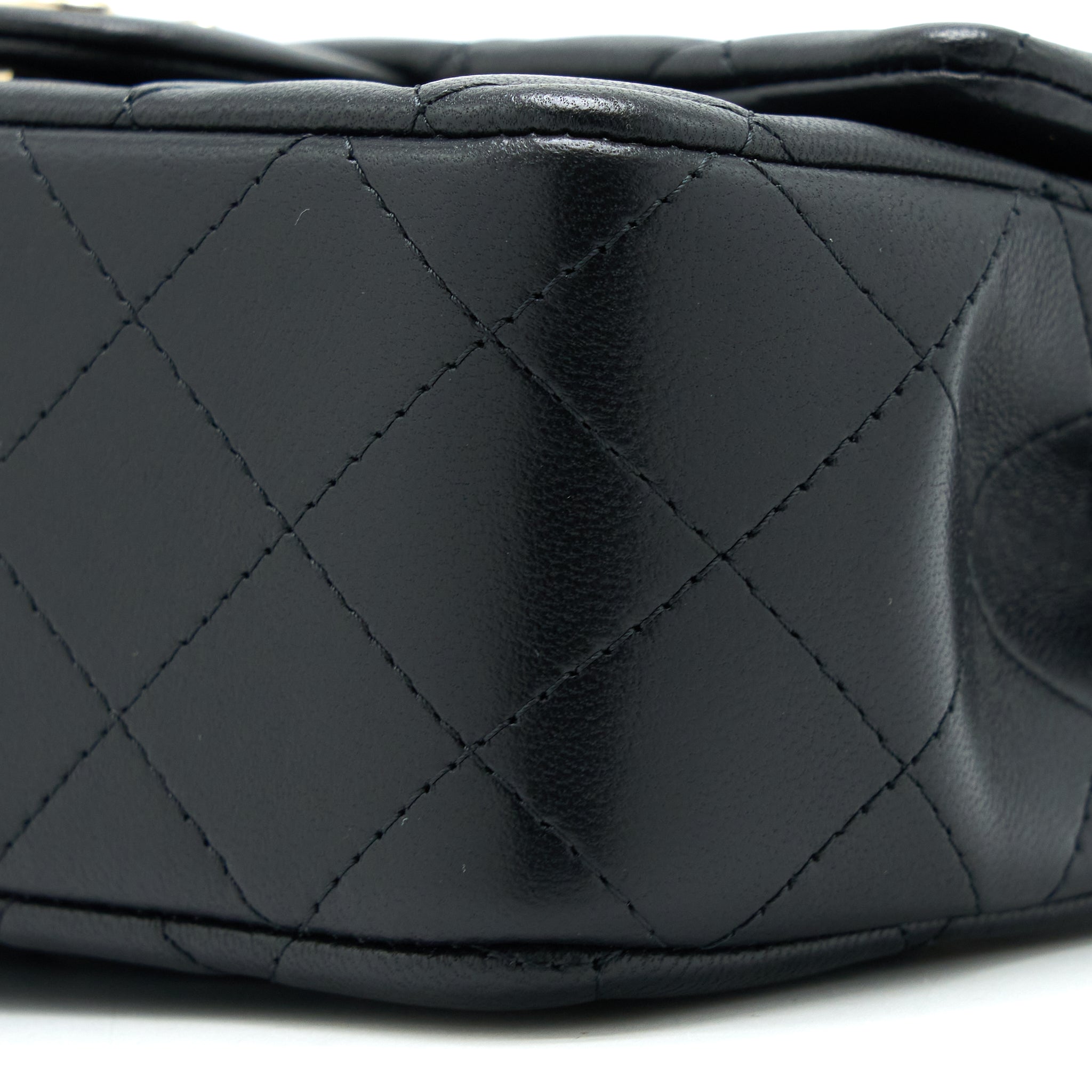 CHANEL TOP HANDLE MINI RECTANGULAR FLAP BAG LAMBSKIN BLACK LGHW (MICROCHIP)
