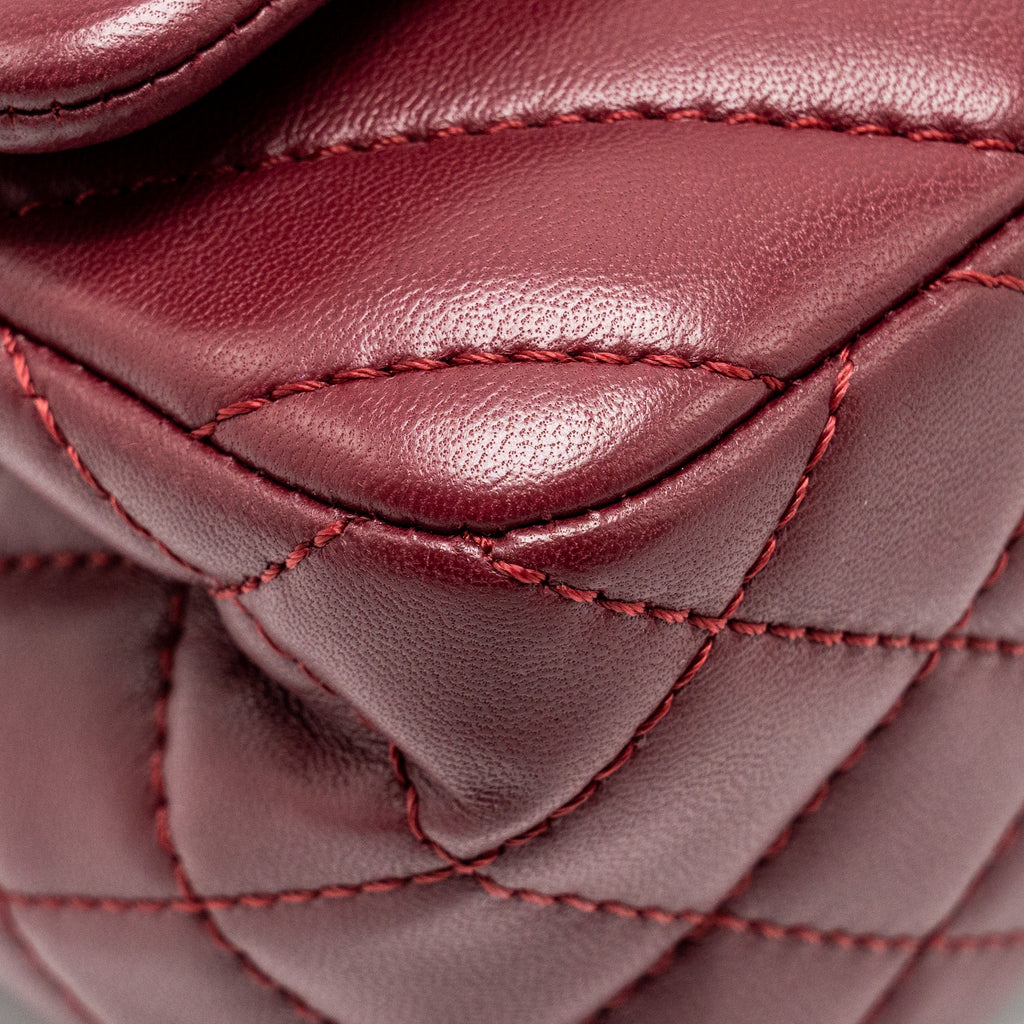 CHANEL CHEVRON FLAP BAG LAMBSKIN DARK RED SHW