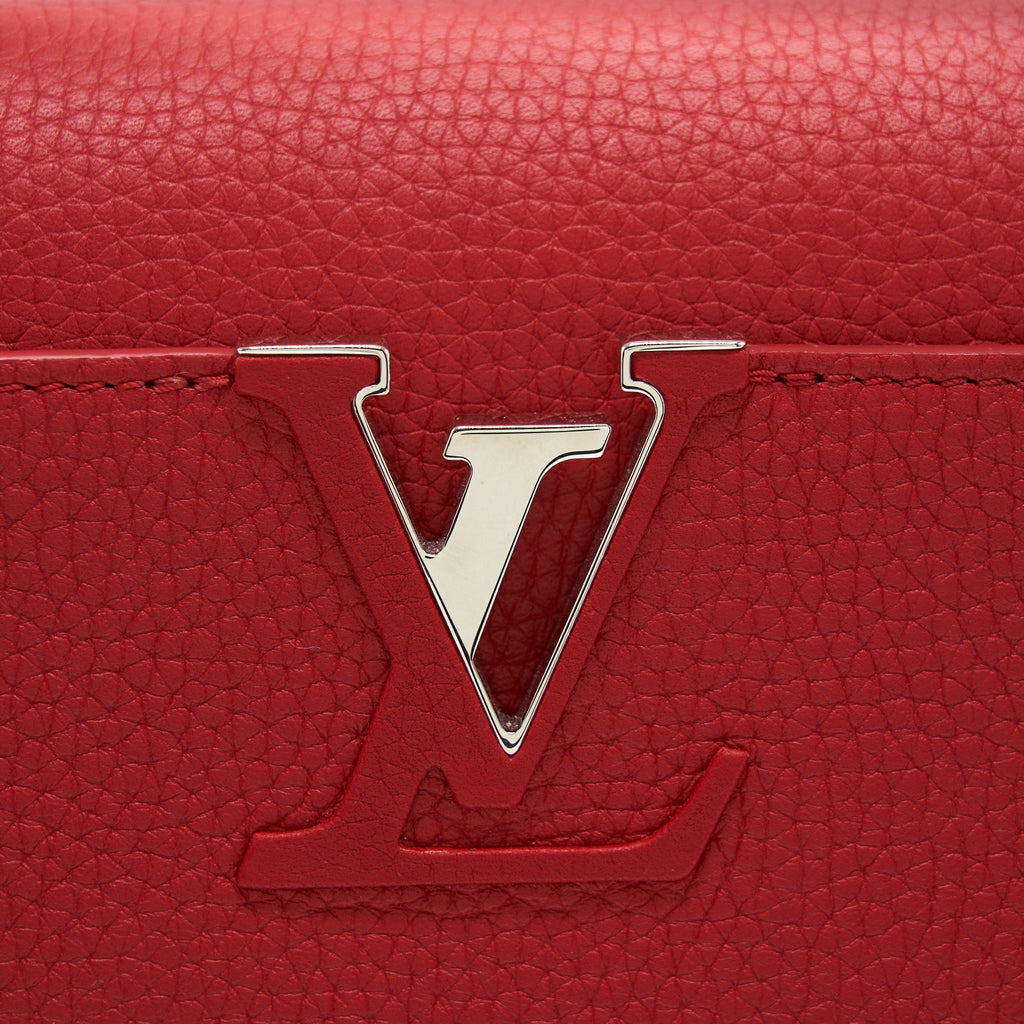 LOUIS VUITTON CAPUCINES PM CALFSKIN RED WITH PYTHON HANDLE RUBIS SHW