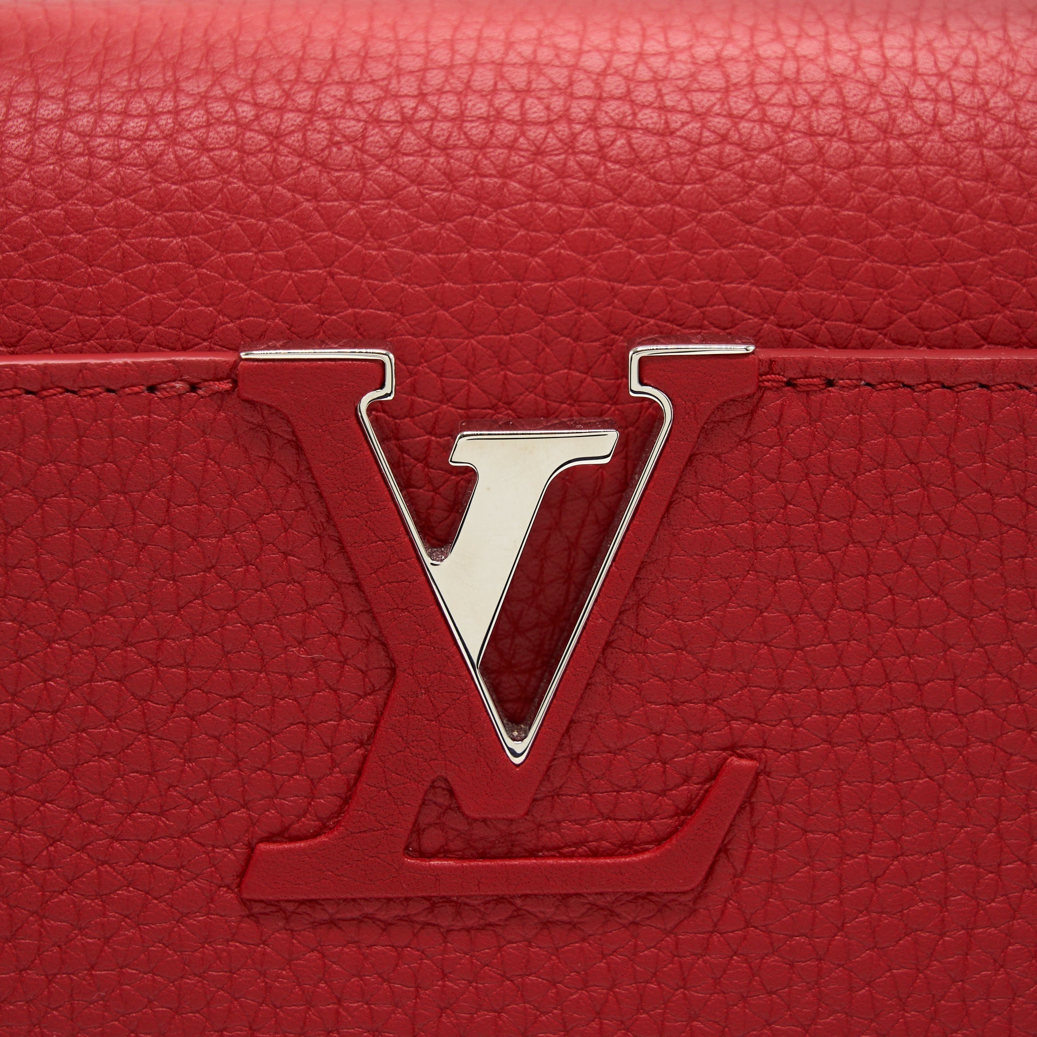 LOUIS VUITTON CAPUCINES PM CALFSKIN RED WITH PYTHON HANDLE RUBIS SHW