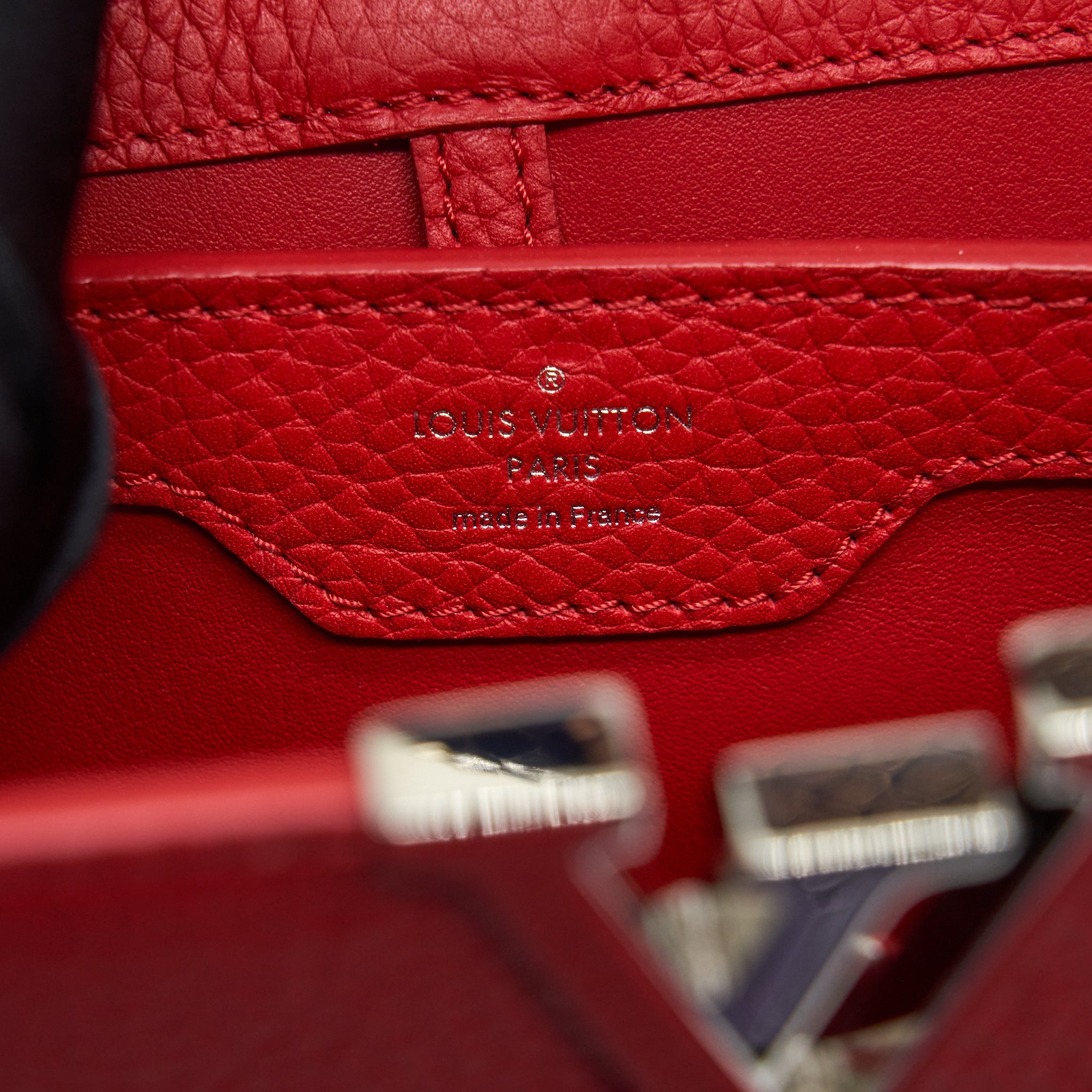 LOUIS VUITTON CAPUCINES PM CALFSKIN RED WITH PYTHON HANDLE RUBIS SHW