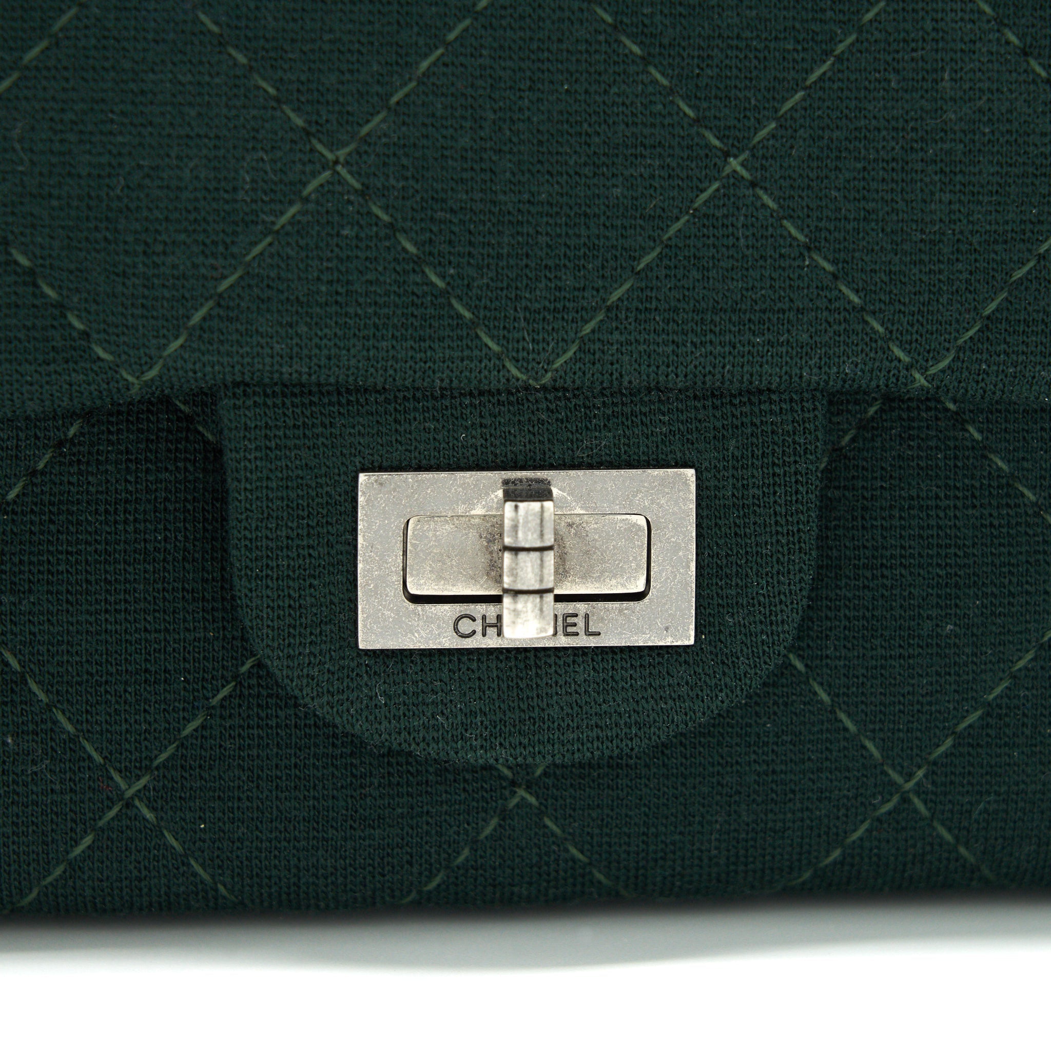 CHANEL REISSUE 2.55 226 FLAP BAG FABRIC DARK GREEN SHW