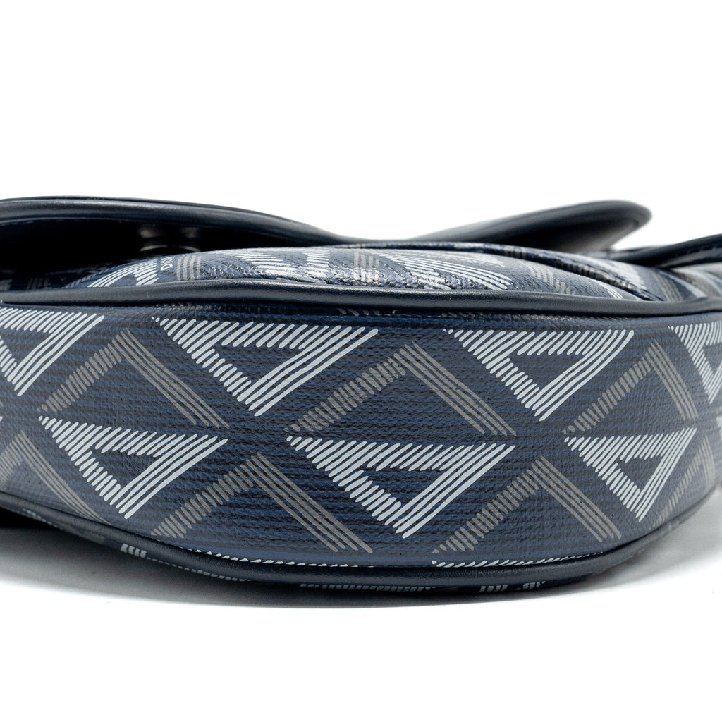 DIOR HOMME SADDLE BAG CD DIAMOND CANVAS/SMOOTH CALFSKIN NAVY BLUE SHW