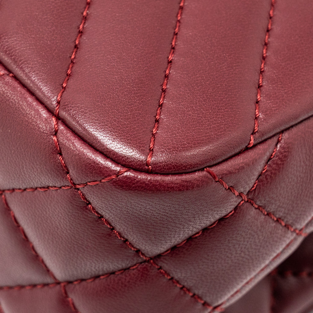 CHANEL CHEVRON FLAP BAG LAMBSKIN DARK RED SHW