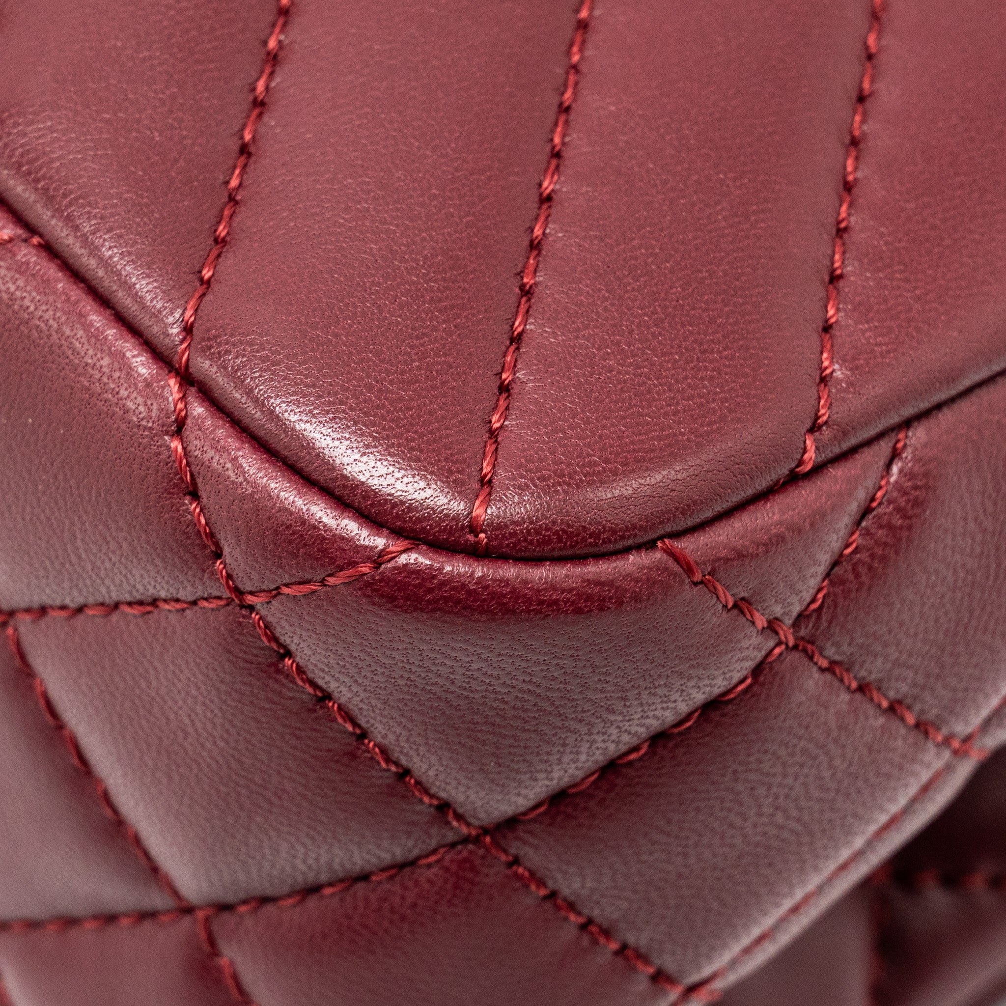 CHANEL CHEVRON FLAP BAG LAMBSKIN DARK RED SHW