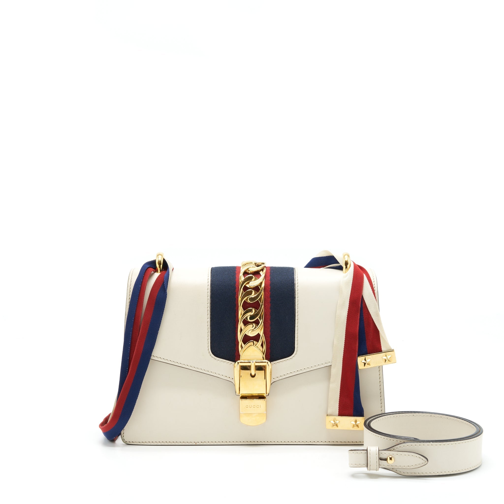 GUCCI SMALL SYLVIE BAG WHITE GHW
