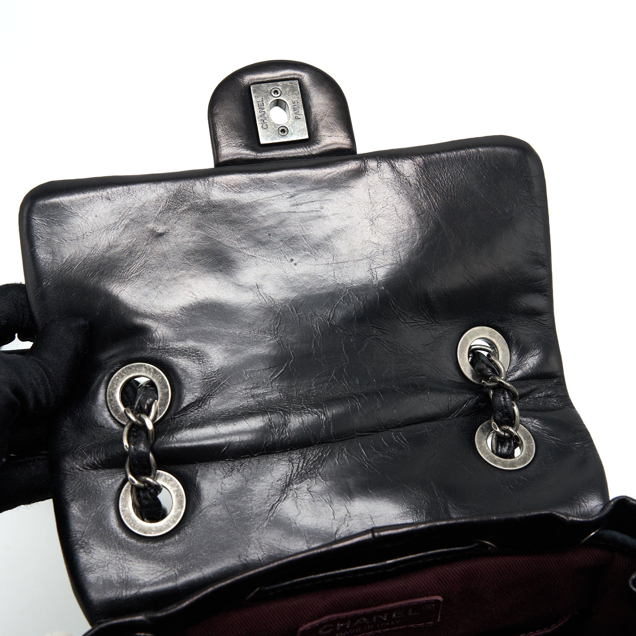 CHANEL MOUNTAIN SMALL BACKPACK SHEARLING WITH QUILTED CALFSKIN RUTHENIUM HARDWARE
