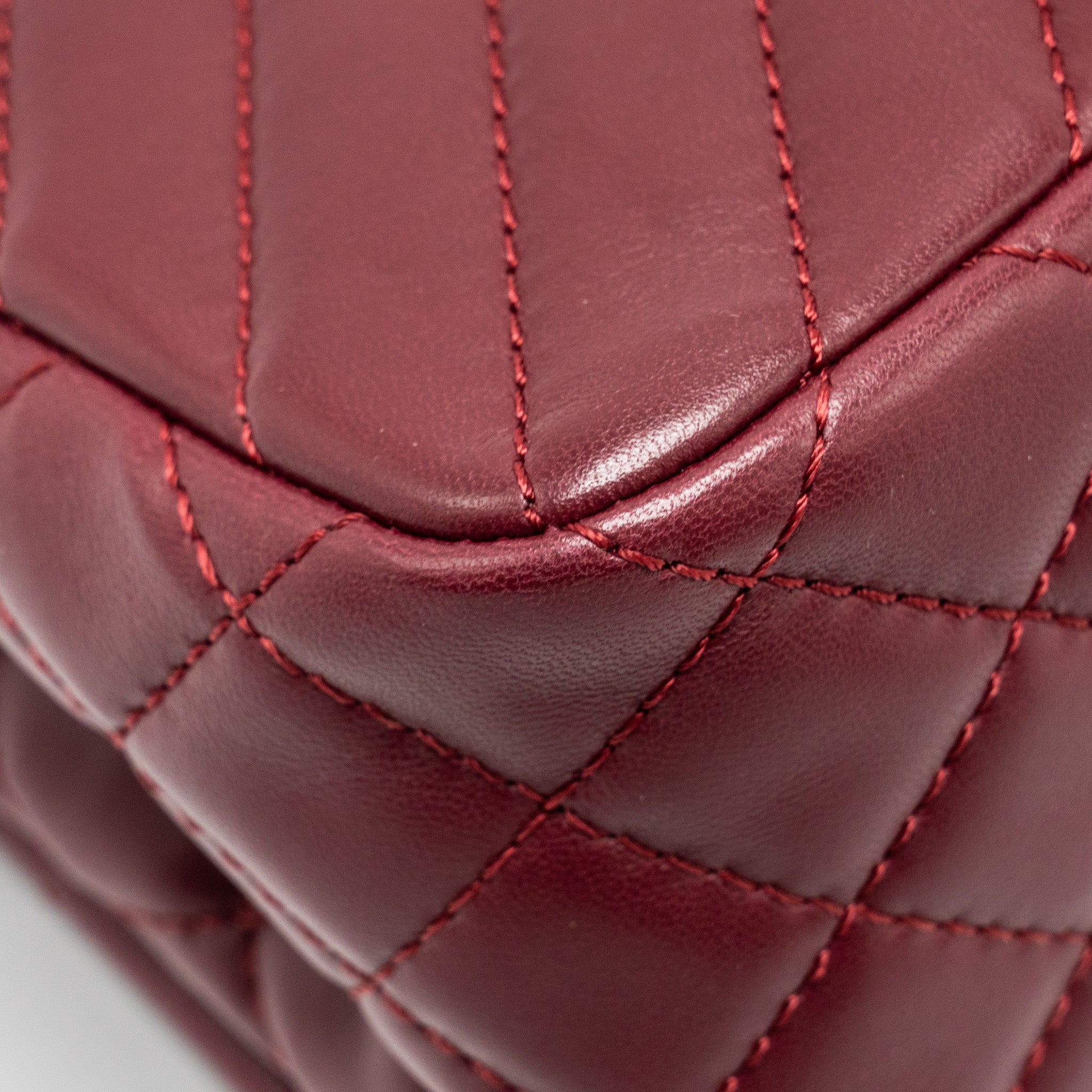CHANEL CHEVRON FLAP BAG LAMBSKIN DARK RED SHW