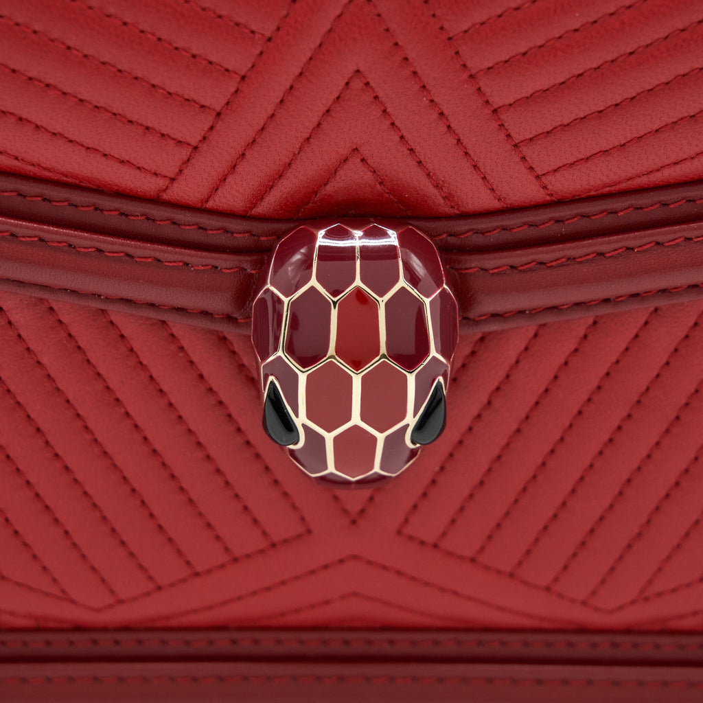 BVLGARI SERPENTI DIAMOND BLAST SHOULDER BAG RED