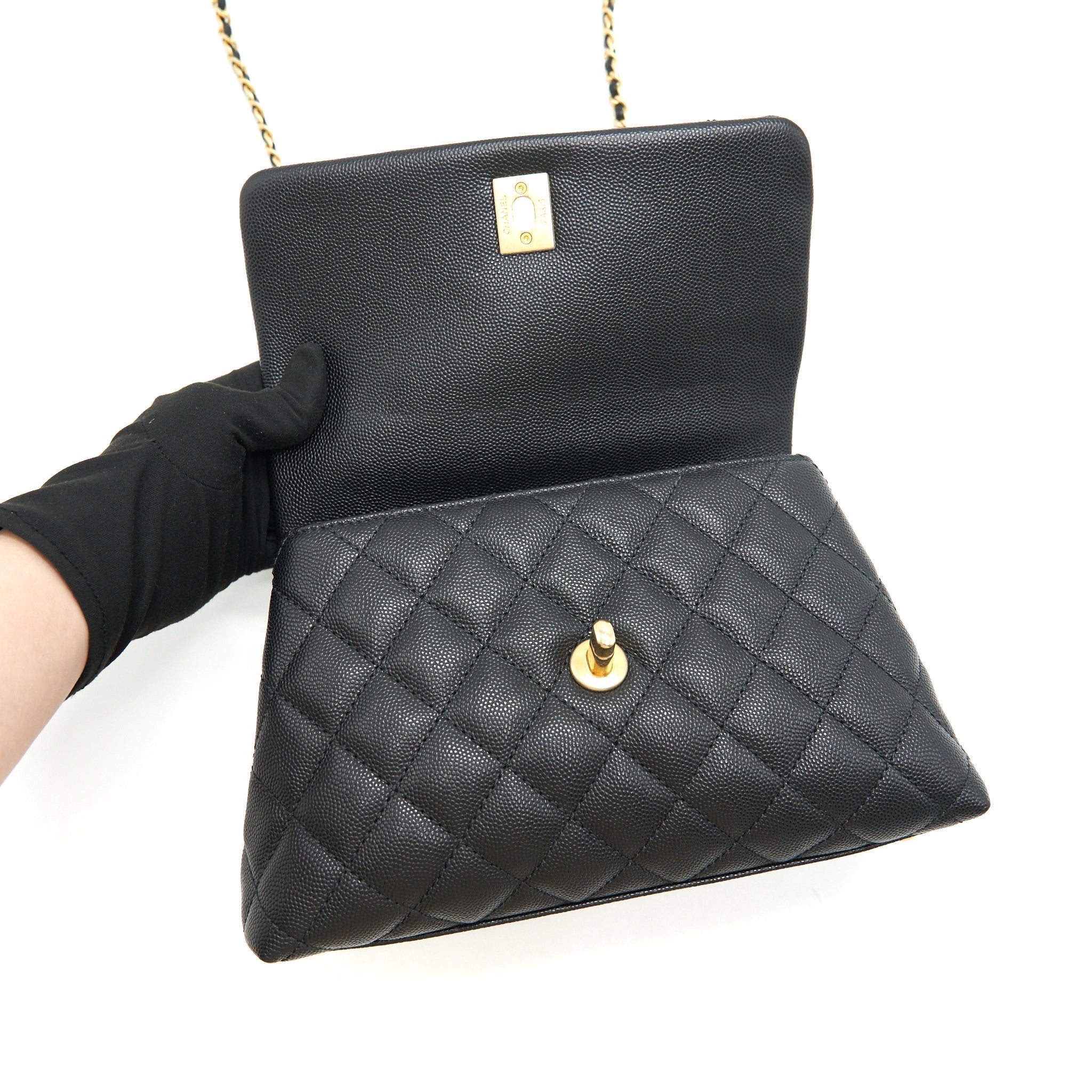 CHANEL CAVIAR QUILTED MINI COCO HANDLE FLAP BAG