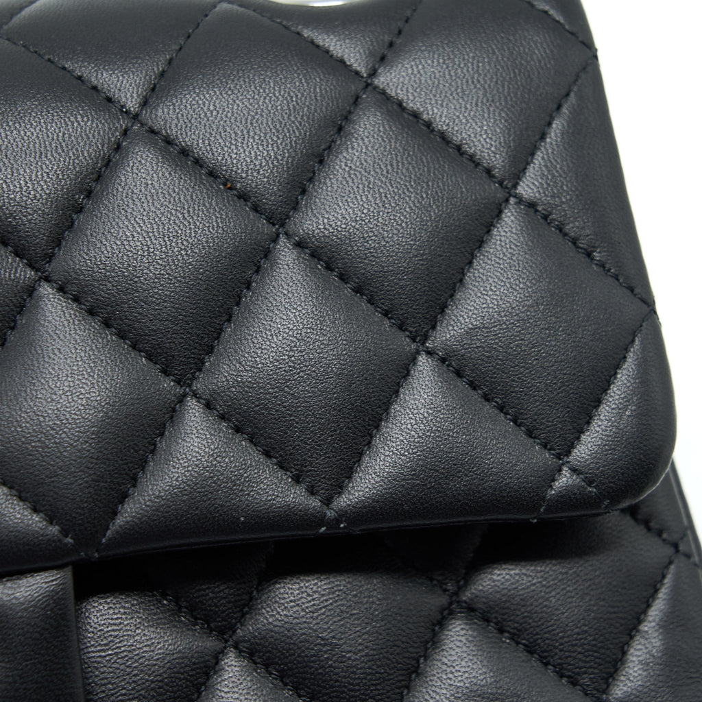 CHANEL SMALL CLASSIC DOUBLE FLAP BAG LAMBSKIN BLACK SHW