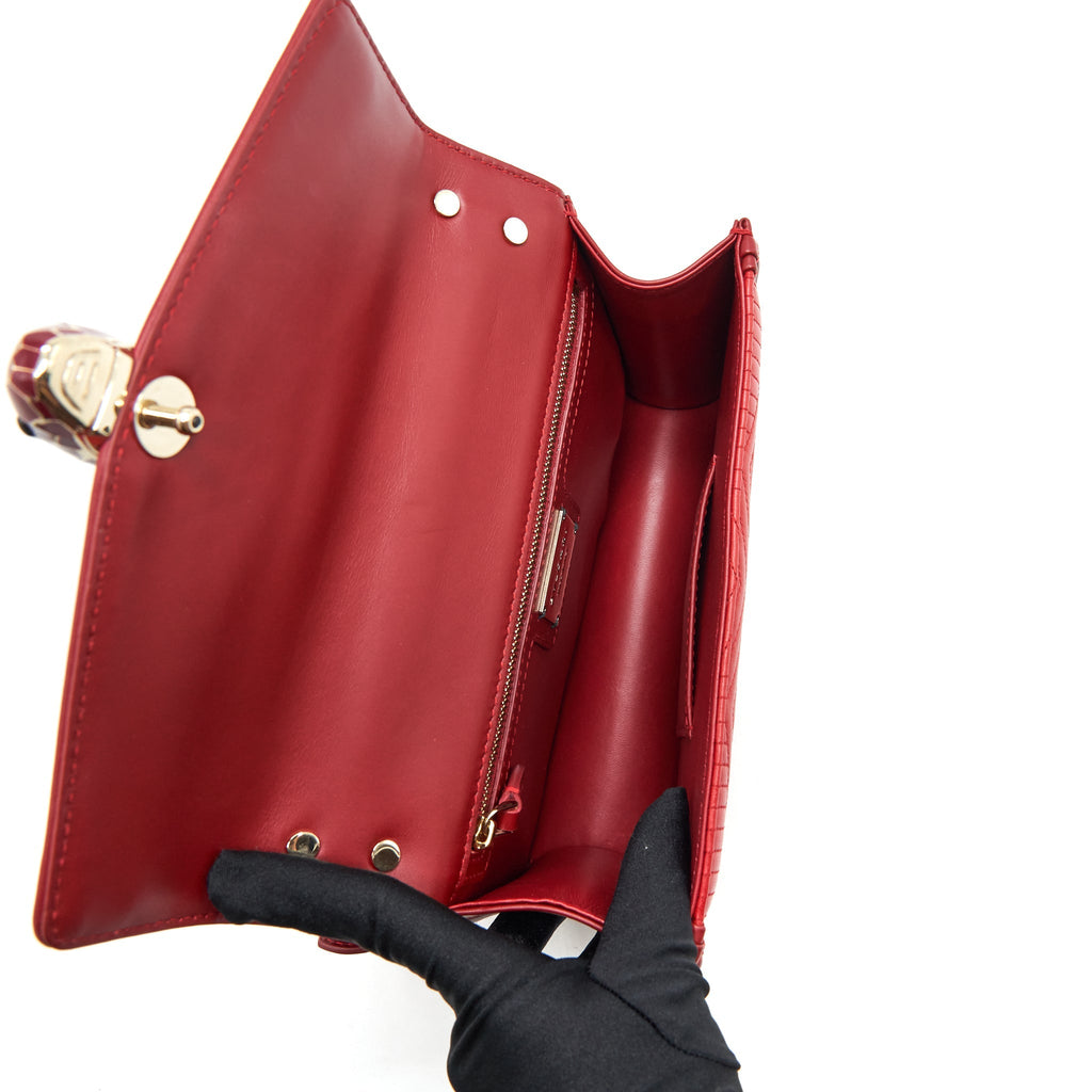 BVLGARI SERPENTI DIAMOND BLAST SHOULDER BAG RED