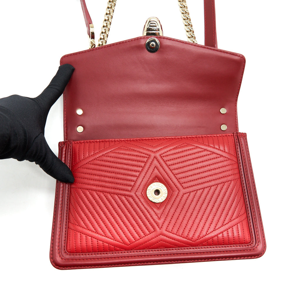 BVLGARI SERPENTI DIAMOND BLAST SHOULDER BAG RED