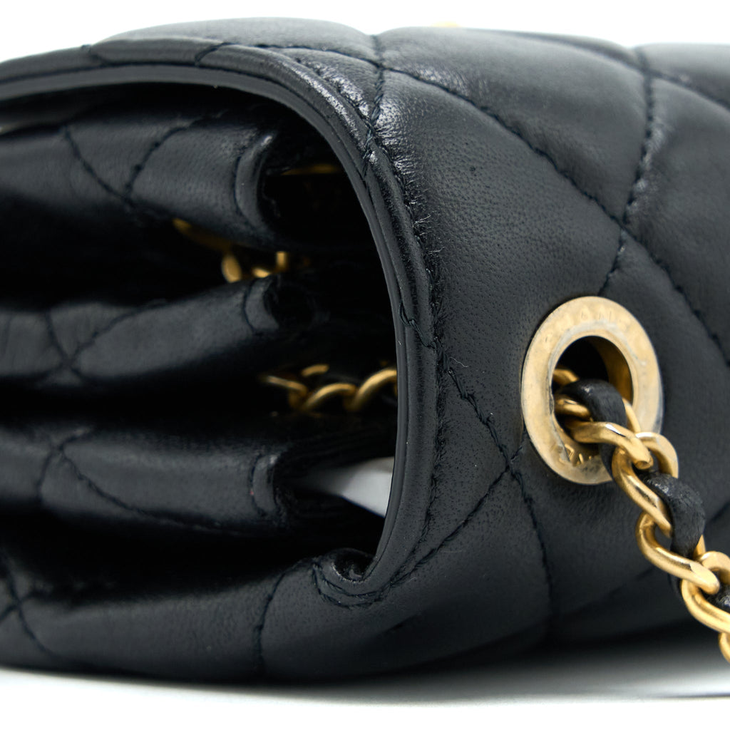 CHANEL CC LOGO FLAP BAG LAMBSKIN BLACK MULTICOLOUR HARDWARE (MICROCHIP)