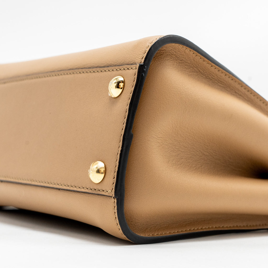 FENDI MINI PEEKABOO CALFSKIN BEIGE GHW