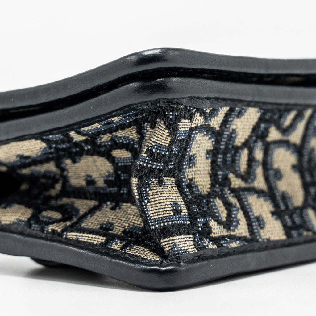 DIOR 30 MONTAIGNE NANO POUCH WITH CHAIN BLUE OBLIQUE JACQUARD GHW