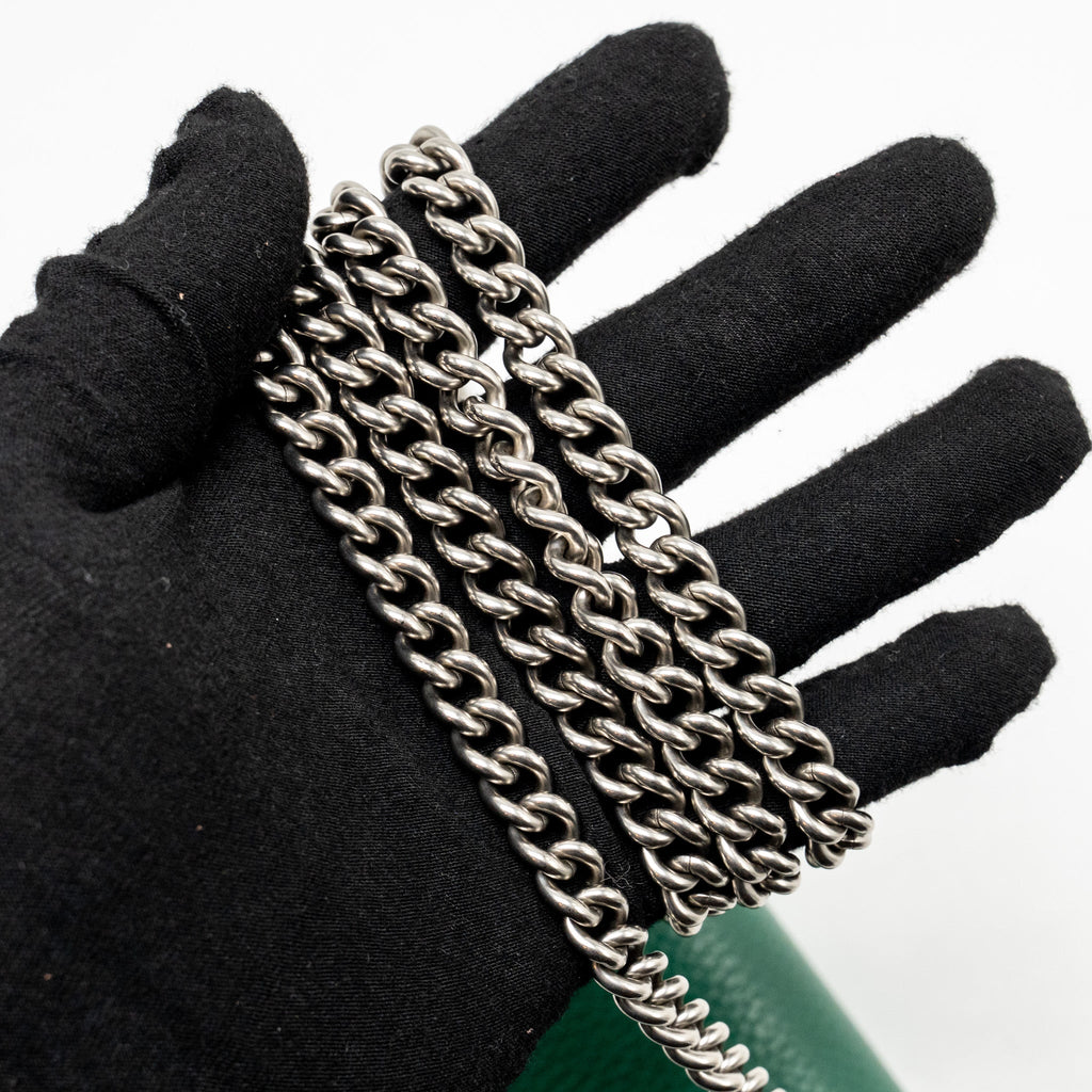 GUCCI MINI DIONYSUS WALLET ON CHAIN CALFSKIN GREEN MULTICOLOUR HARDWARE