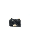 CHANEL SMALL BOY BAG CHEVRON CAVIAR BLACK LGHW
