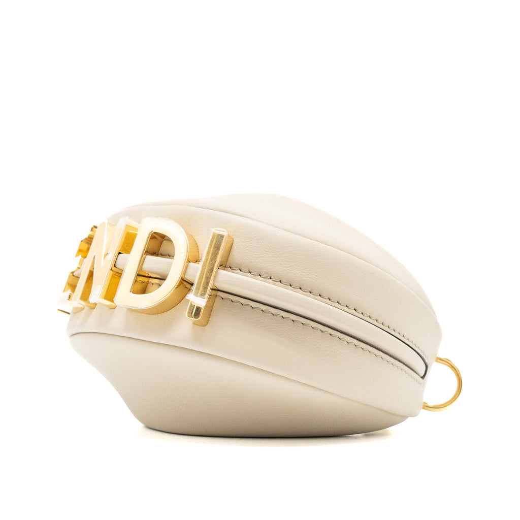 FENDI NANO FENDIGRAPHY LEATHER CHARM CALFSKIN BEIGE GHW