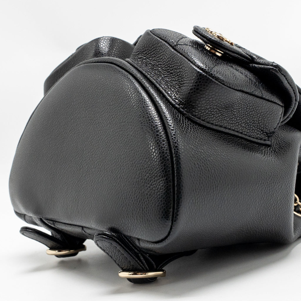 CHANEL 23P MINI TRIPLE PACK BACKPACK CAVIAR BLACK LGHW (MICROCHIP)