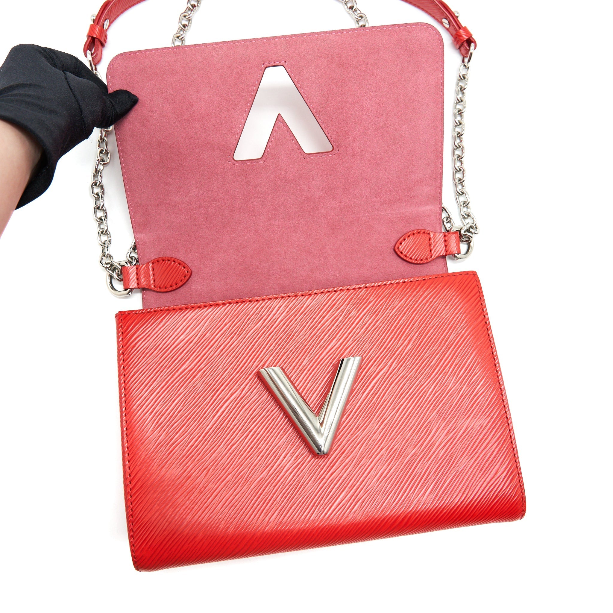 LOUIS VUITTON TWIST BAG MM RED SHW