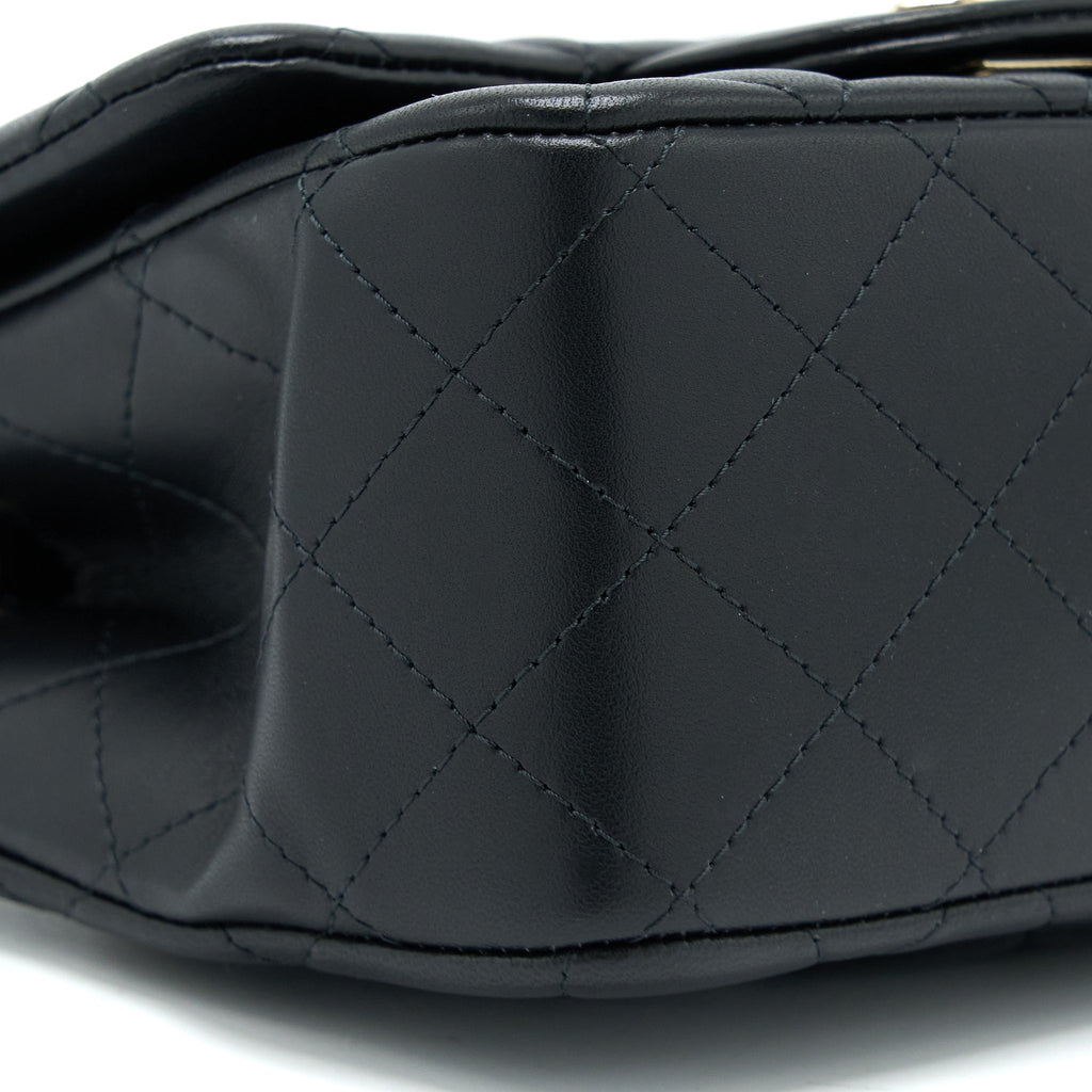 CHANEL CLASSIC MINI SQUARE FLAP BAG LAMBSKIN BLACK GHW