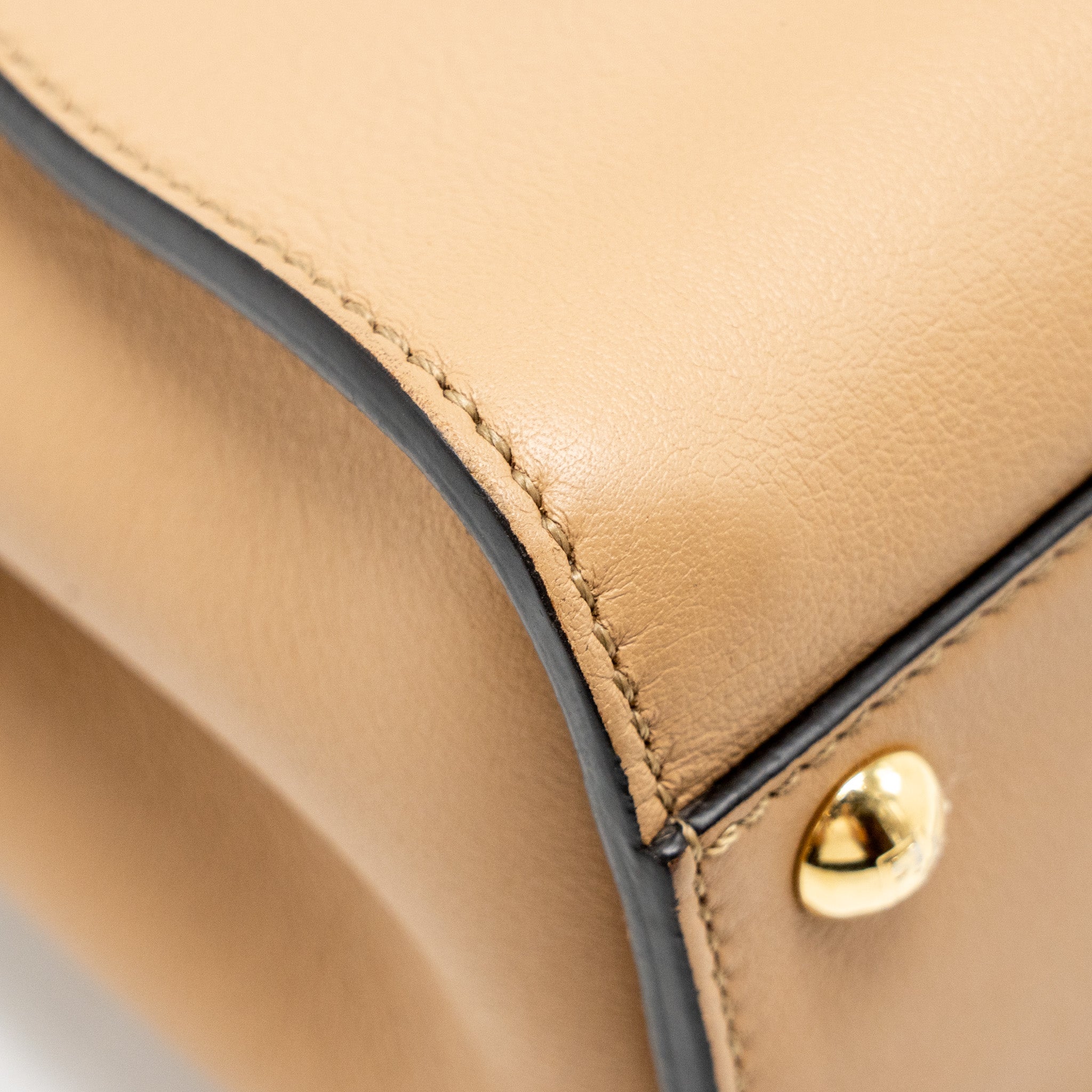FENDI MINI PEEKABOO CALFSKIN BEIGE GHW