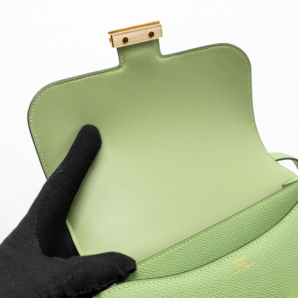 HERMES MINI CONSTANCE EPSOM VERT CRIQUET GHW
