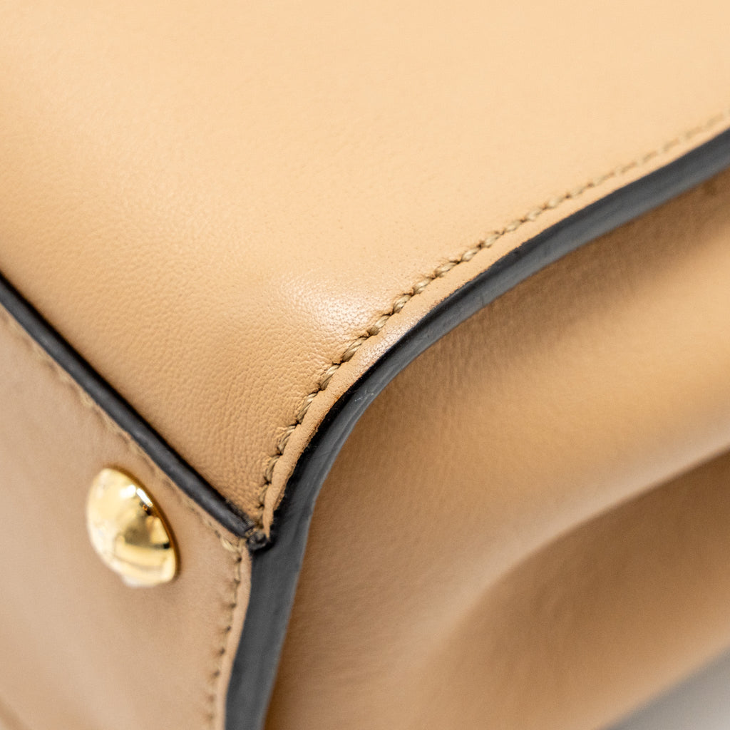 FENDI MINI PEEKABOO CALFSKIN BEIGE GHW