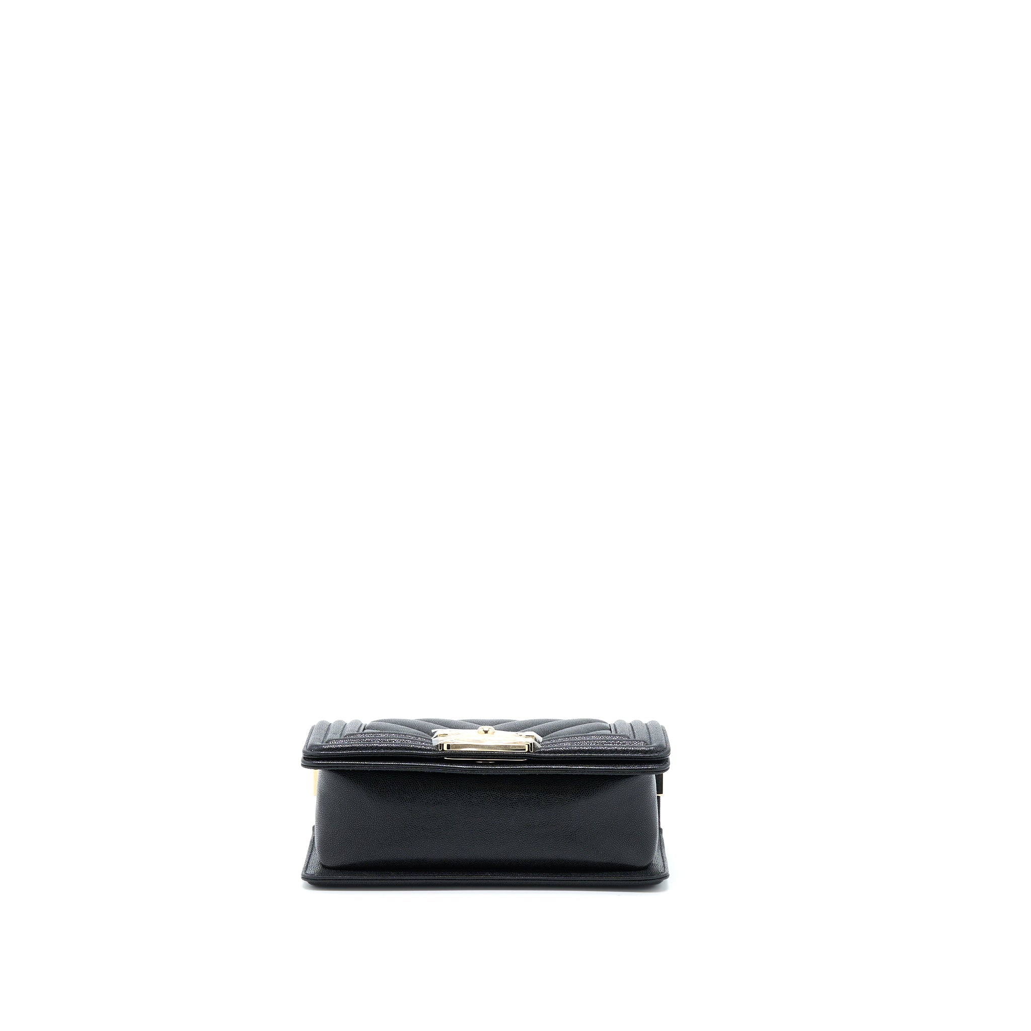 CHANEL SMALL BOY BAG CHEVRON CAVIAR BLACK LGHW