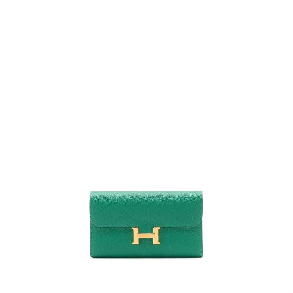 HERMES CONSTANCE LONG WALLET EPSOM GREEN GHW