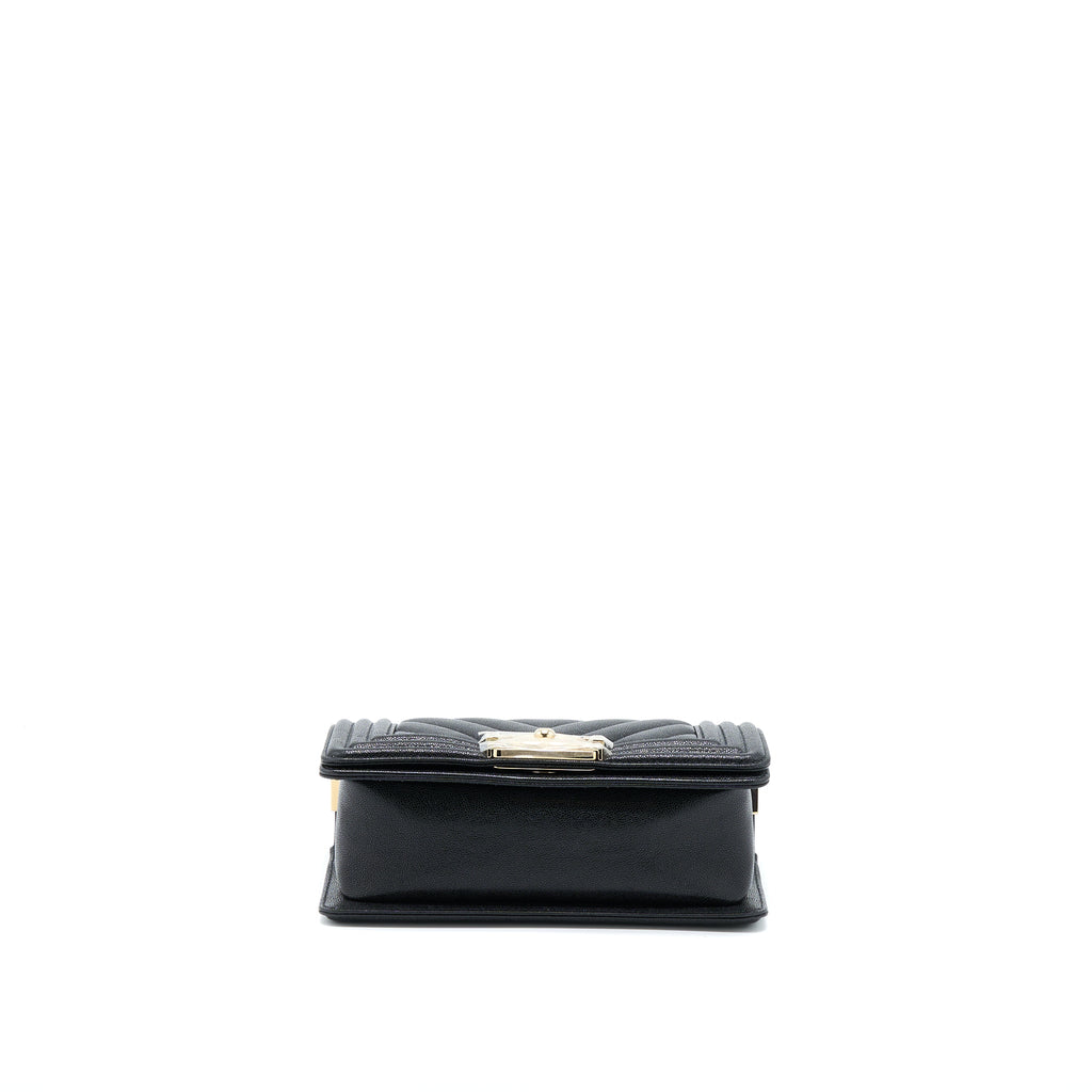 CHANEL SMALL BOY BAG CHEVRON CAVIAR BLACK LGHW