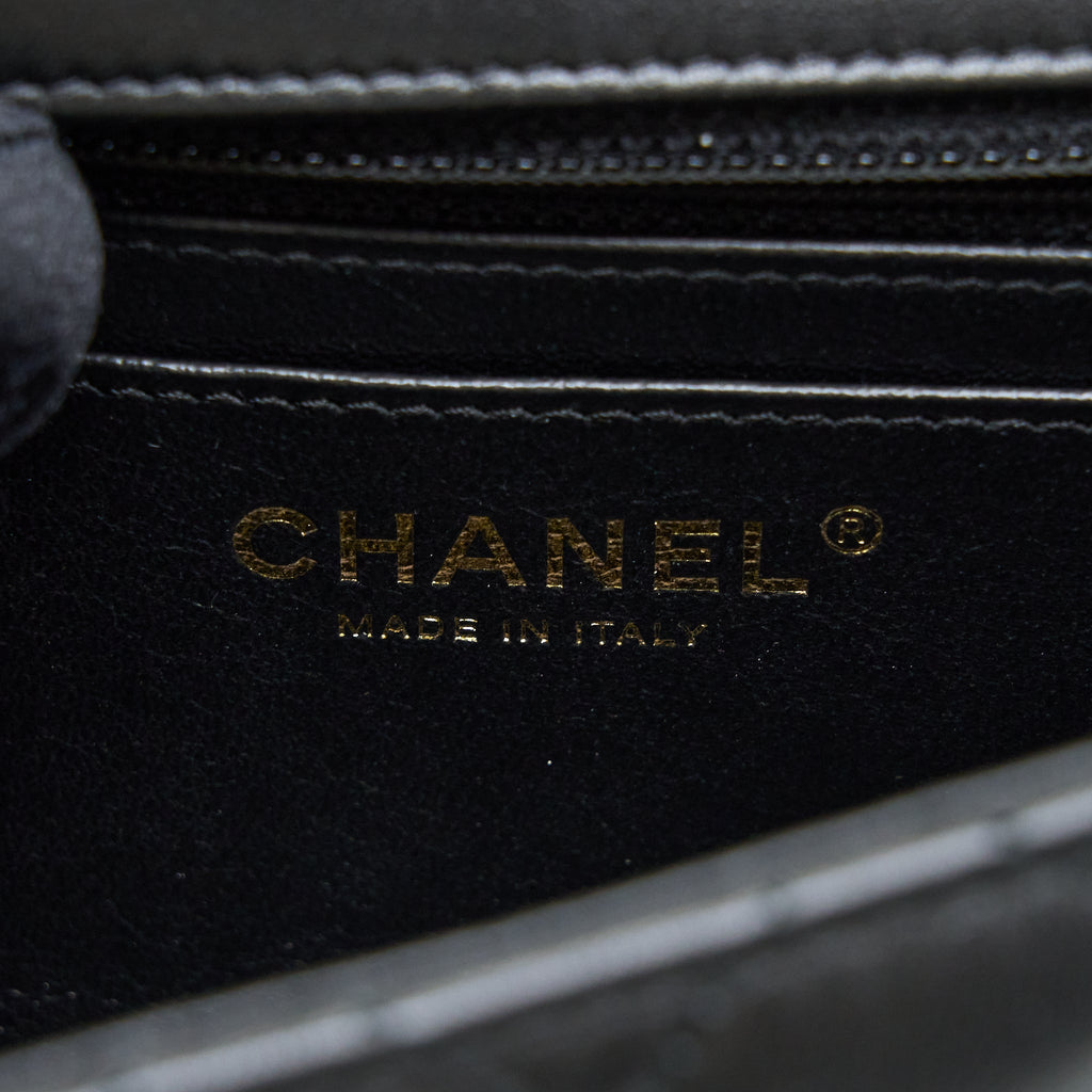CHANEL CLASSIC MINI SQUARE FLAP BAG LAMBSKIN BLACK GHW