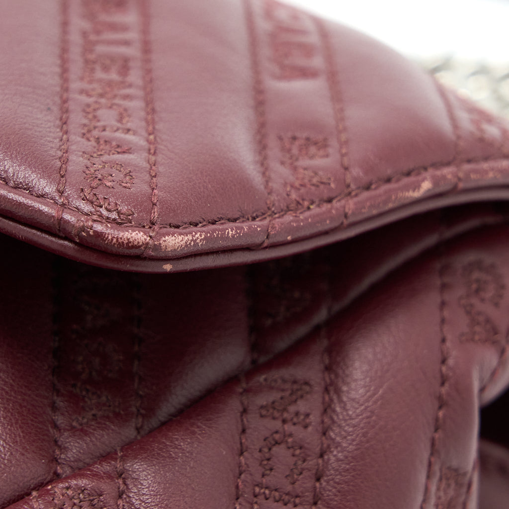 BALENCIAGA LOGO SHOULDER BAG DARK RED SHW