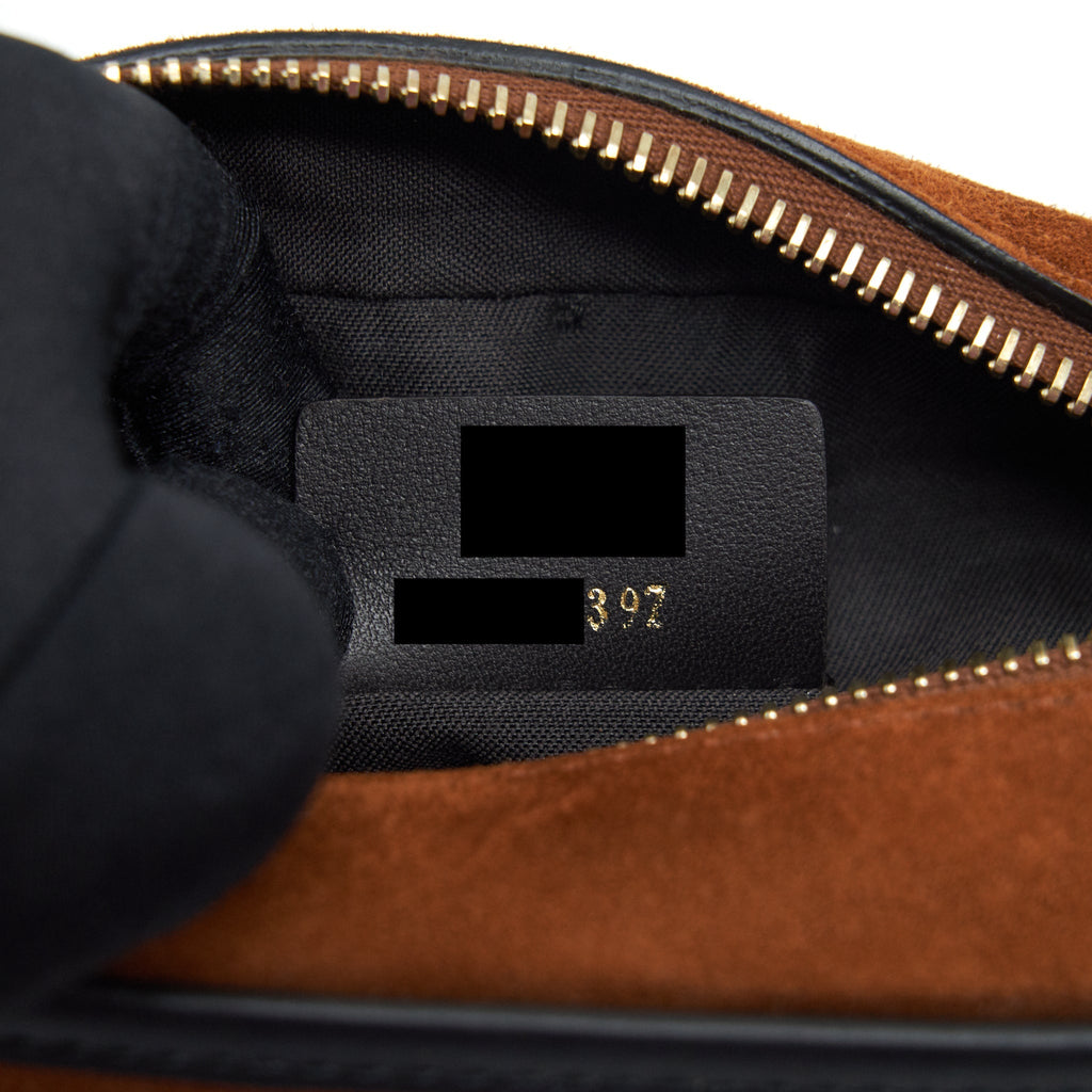 FENDI CAMERA CROSSBODY BAG SUEDE LEATHER BROWN/ BLACK GHW