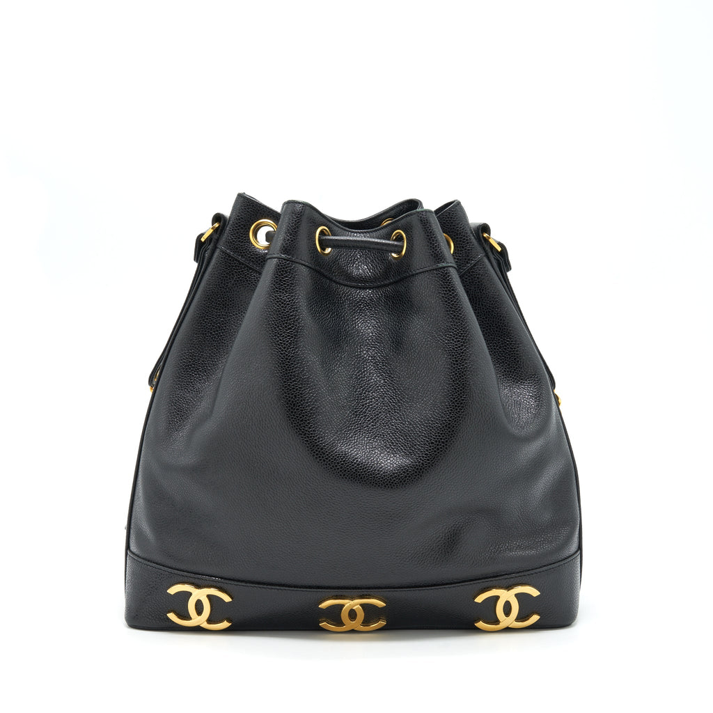CHANEL VINTAGE BUCKET BAG CAVIAR BLACK GHW