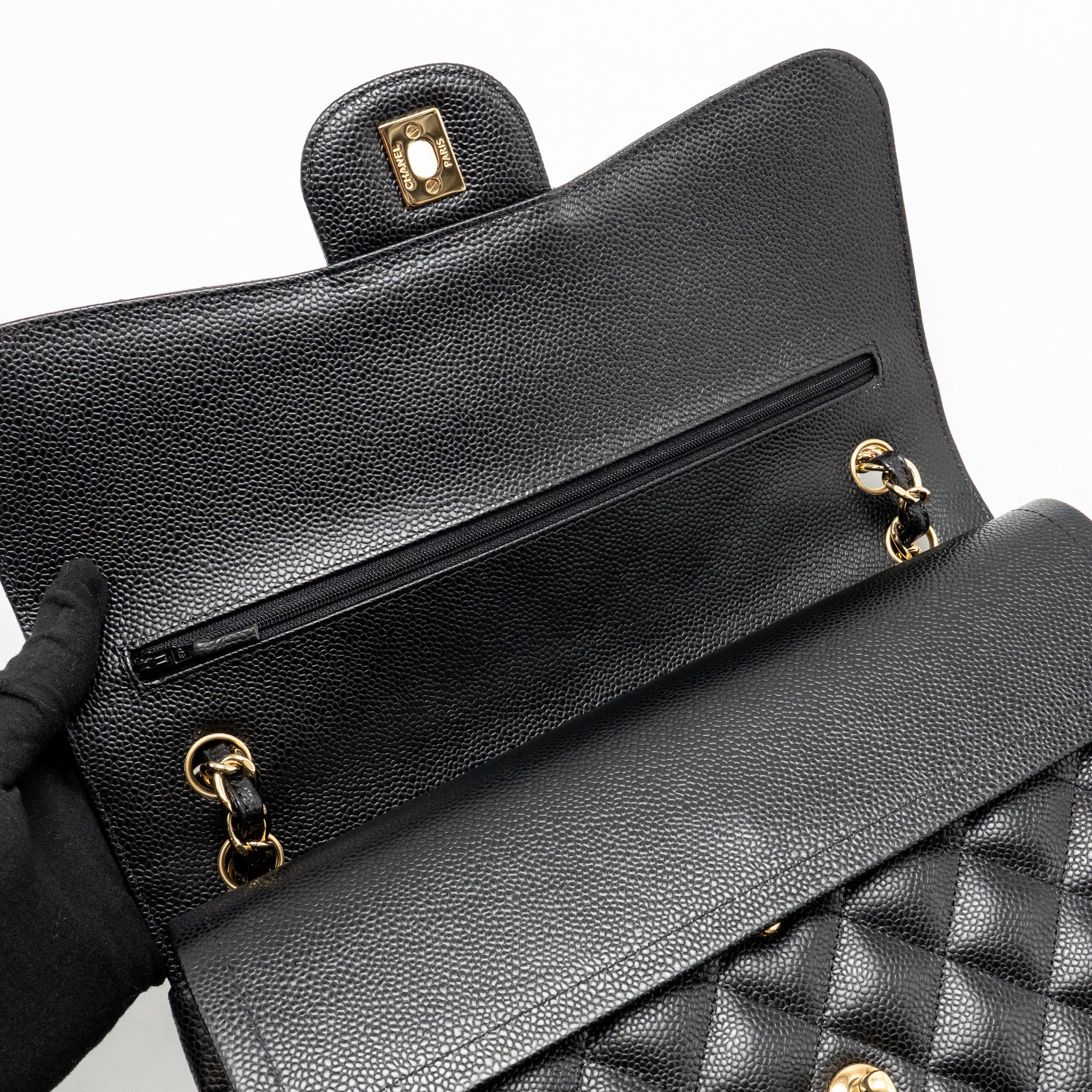 CHANEL JUMBO CLASSIC DOUBLE FLAP BAG CAVIAR BLACK GHW