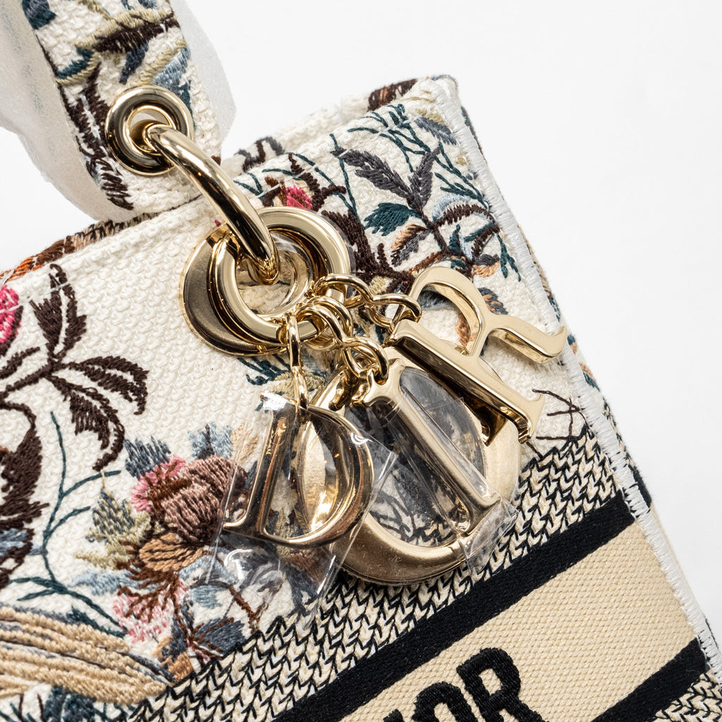 DIOR MEDIUM LADY D-LITE BAG EMBROIDERY WHITE/MULTICOLOR LGHW