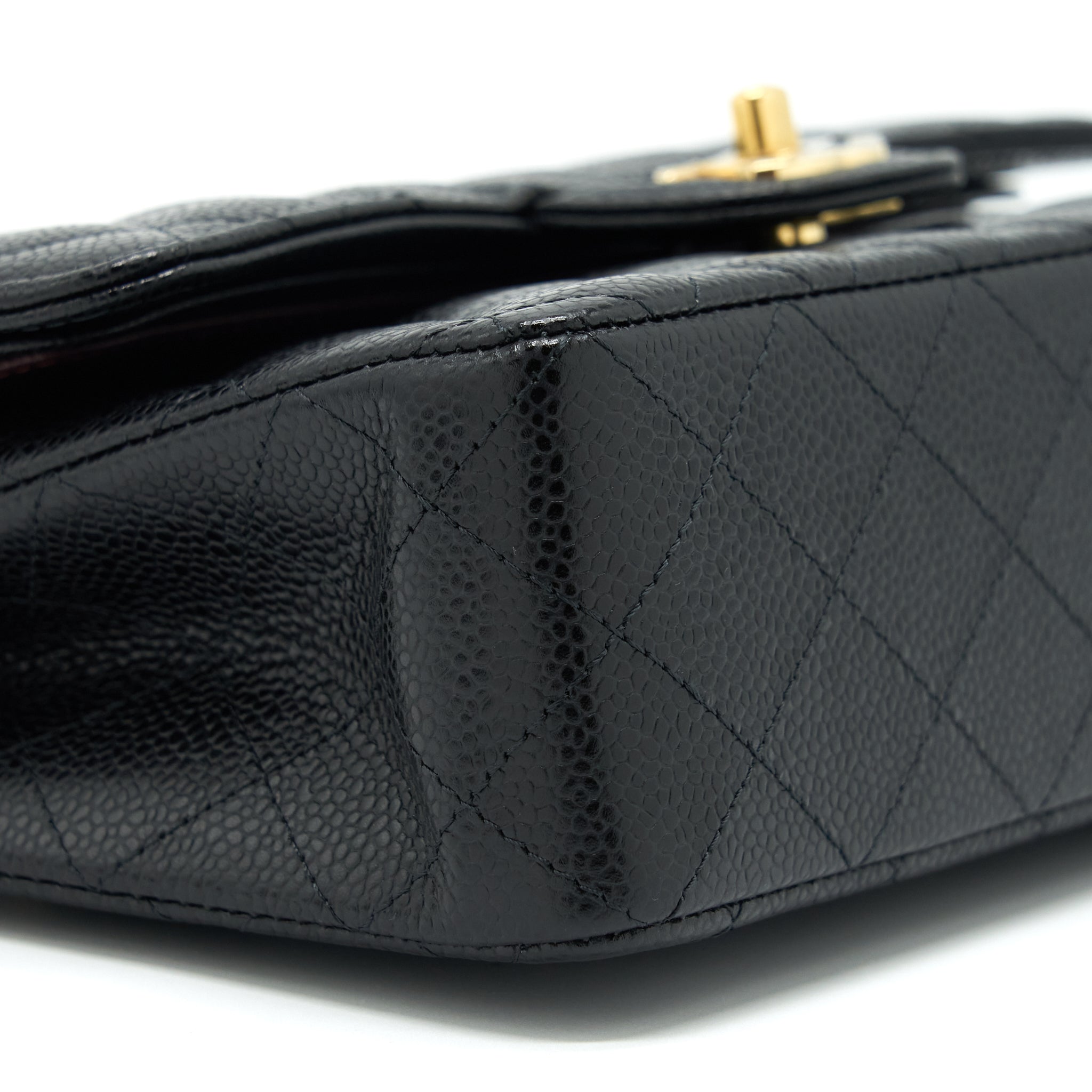 CHANEL SMALL CLASSIC DOUBLE FLAP BAG CAVIAR BLACK GHW (MICROCHIP)