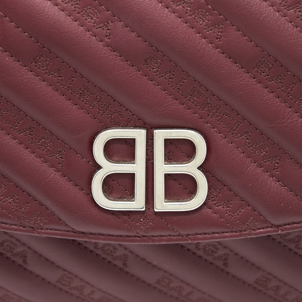 BALENCIAGA LOGO SHOULDER BAG DARK RED SHW
