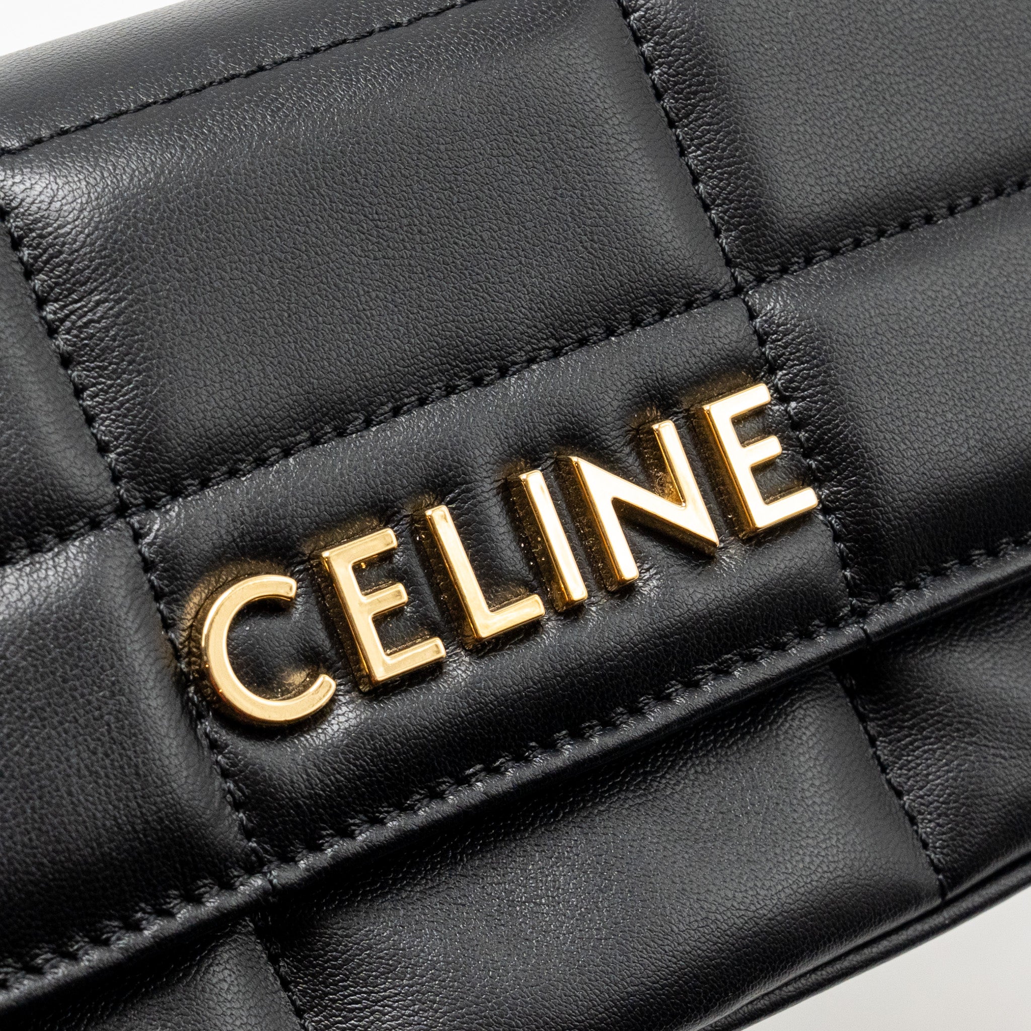 CELINE MATELASSE MINI CHAIN SHOULDER BAG CALFSKIN BLACK GHW